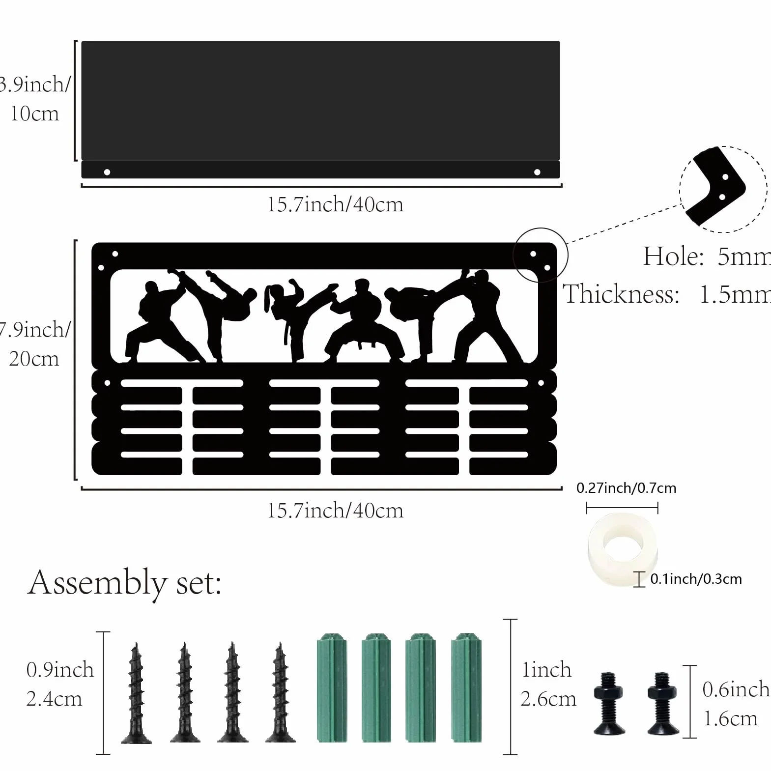 CREATCABIN Soporte Medallas Karate Estante Trofeos 4 Fila Montaje En Pared 40x20x10cm