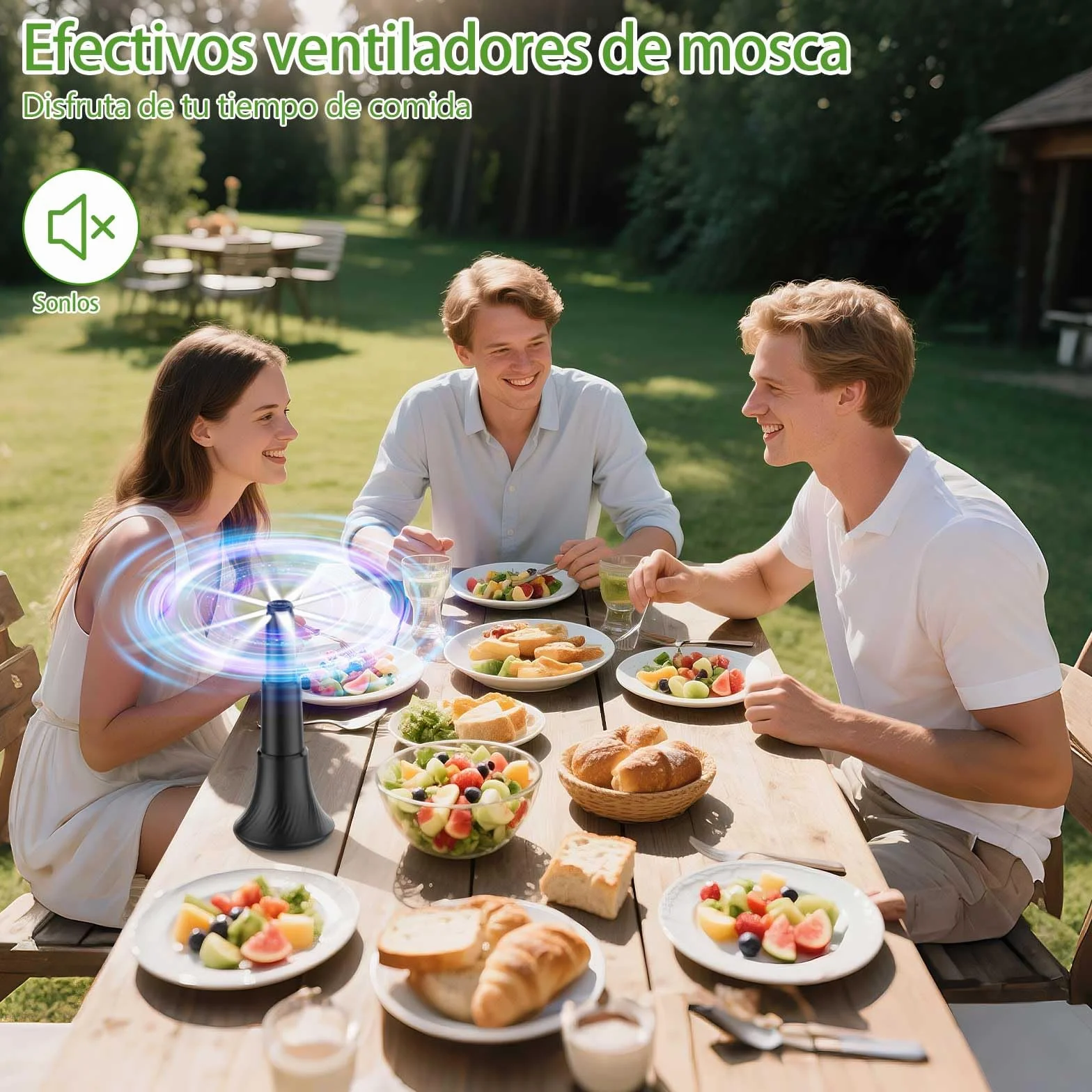 Ventilador Repelente de Moscas 4 Piezas, Plegable y Colgante para Exteriores
