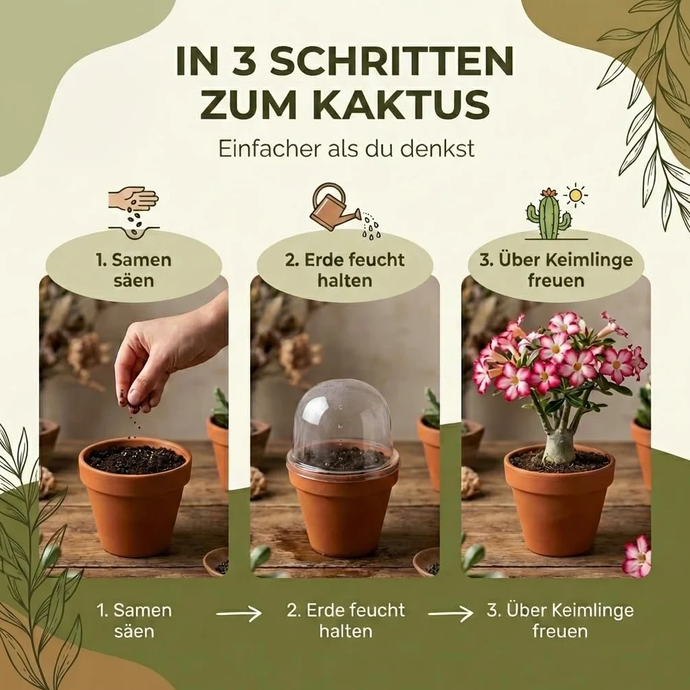 Semillas de cactus exóticas para floración - Set de 4 semillas suculentas