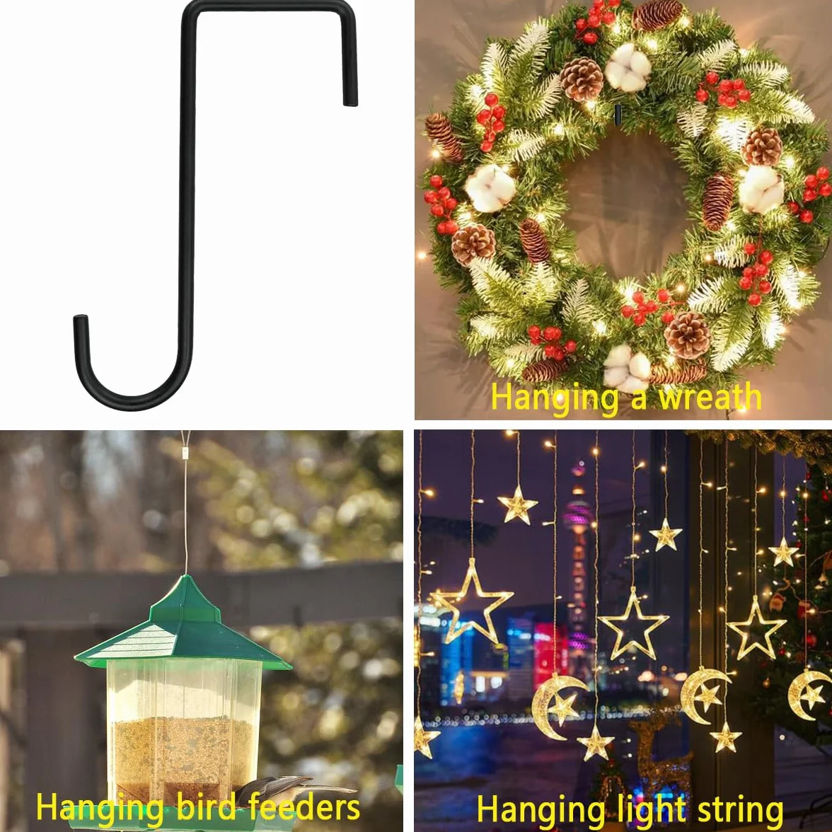 Lemiyoo 8 ganchos de jardín de 6 pulgadas para exteriores, soportes colgantes para macetas y luces