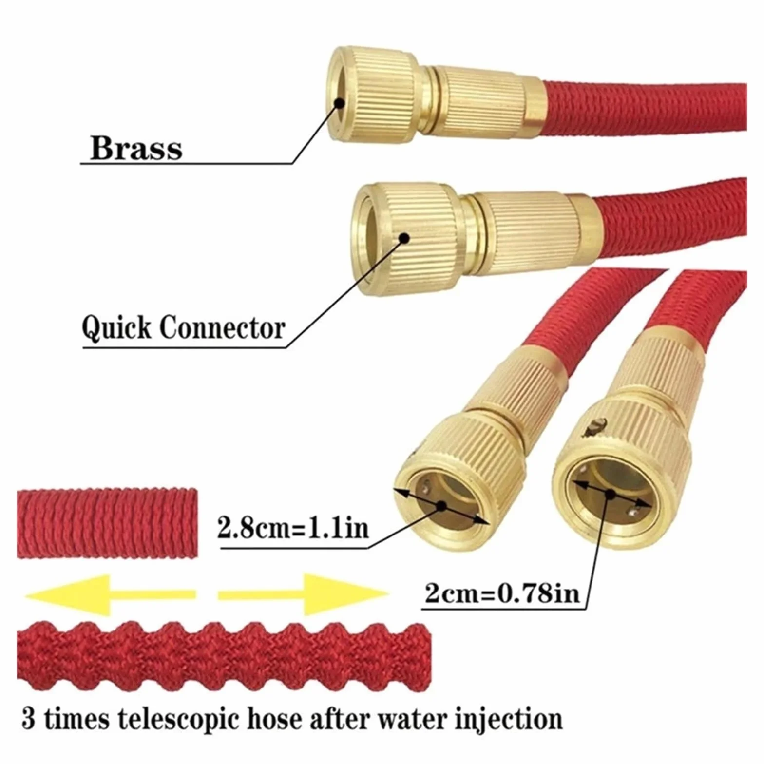 SBTRKT Manguera for Agua de jardín, Conector de Metal Doble expandible, Carrete de PVC de Alta presión, tuberías de Agua mágicas for riego de Granja y jardín(Red,17FT-5M)