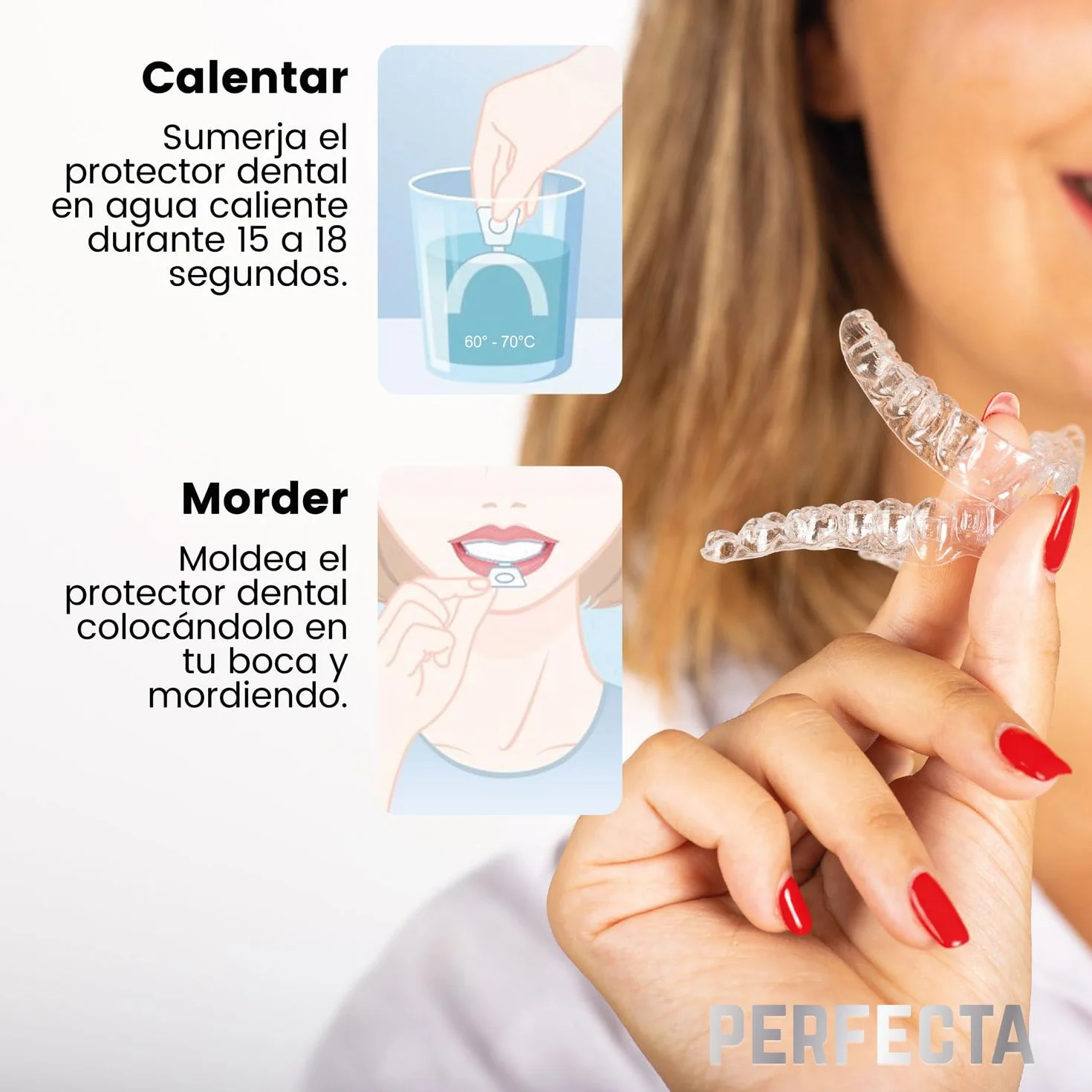 Férulas de Descarga Nocturna para Bruxismo, Rechinar los Dientes, Protectores Dentales Ajustables, Calidad Médica Sin BPA