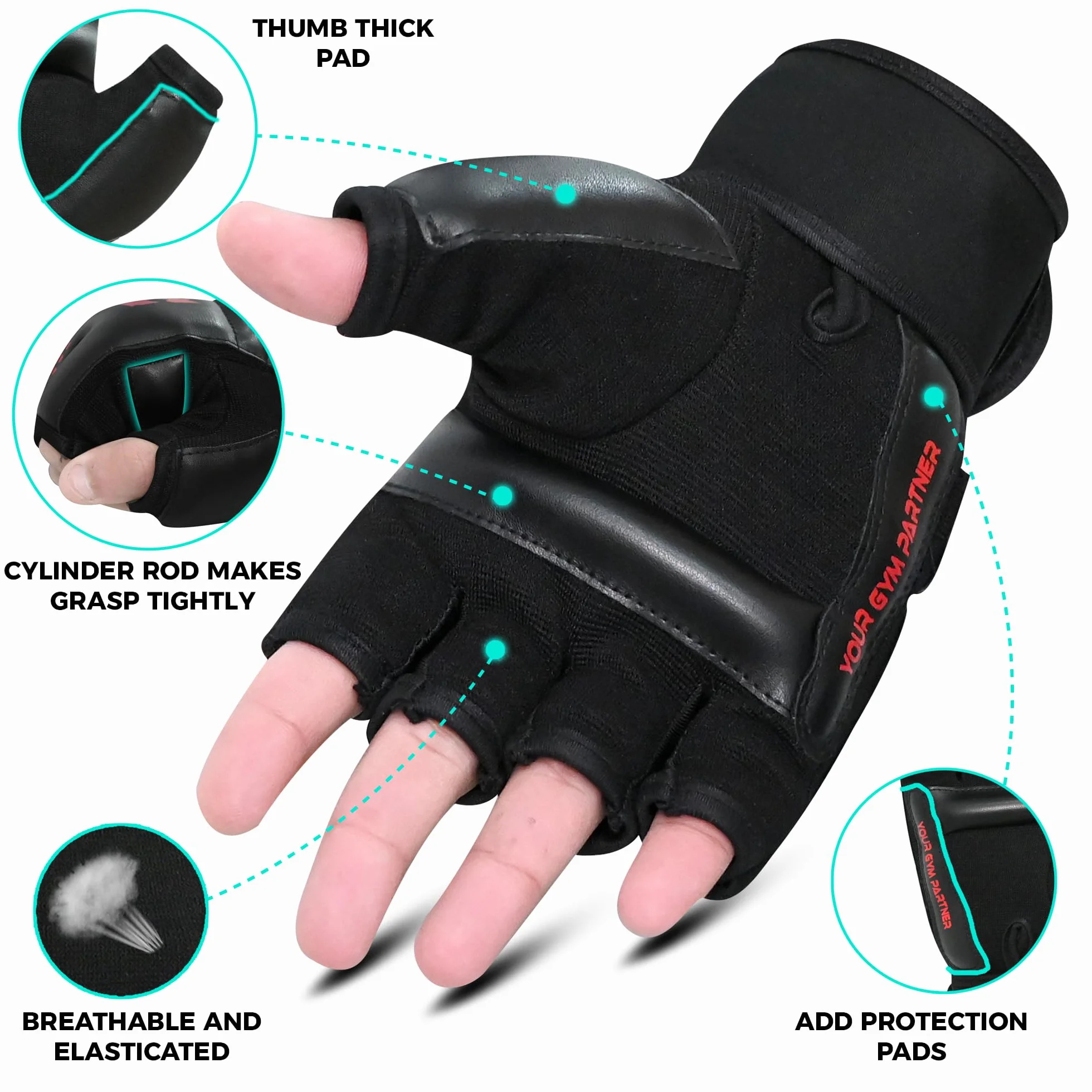Guantes MMA de Cuero Vegano para Entrenamiento de Artes Marciales y Grappling