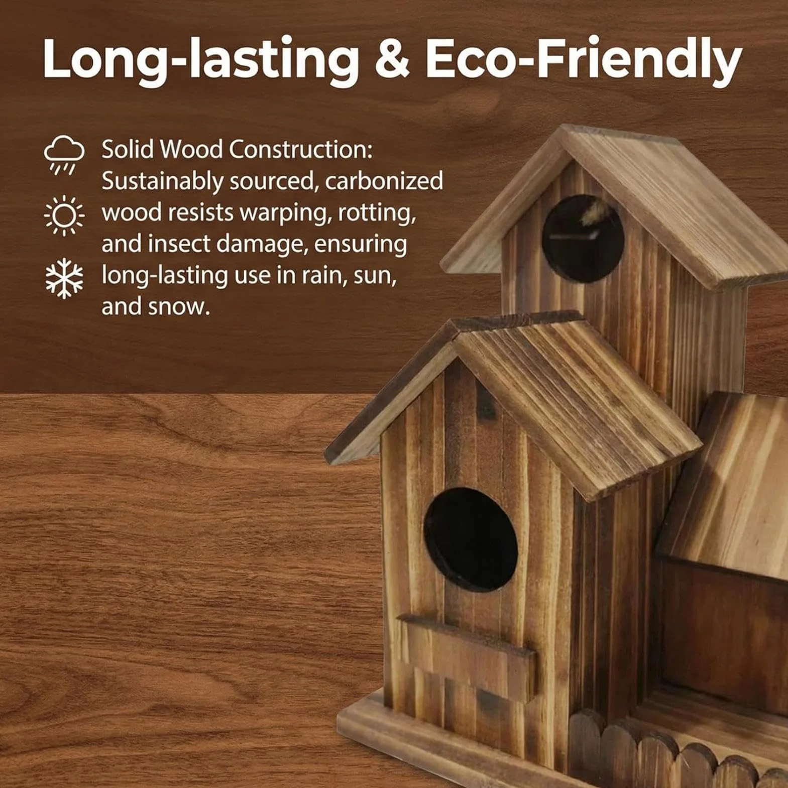 Casa para Ardillas Exterior Madera con Diseño Compartimentos Techo Flexible Alimentador Árbol Jardín
