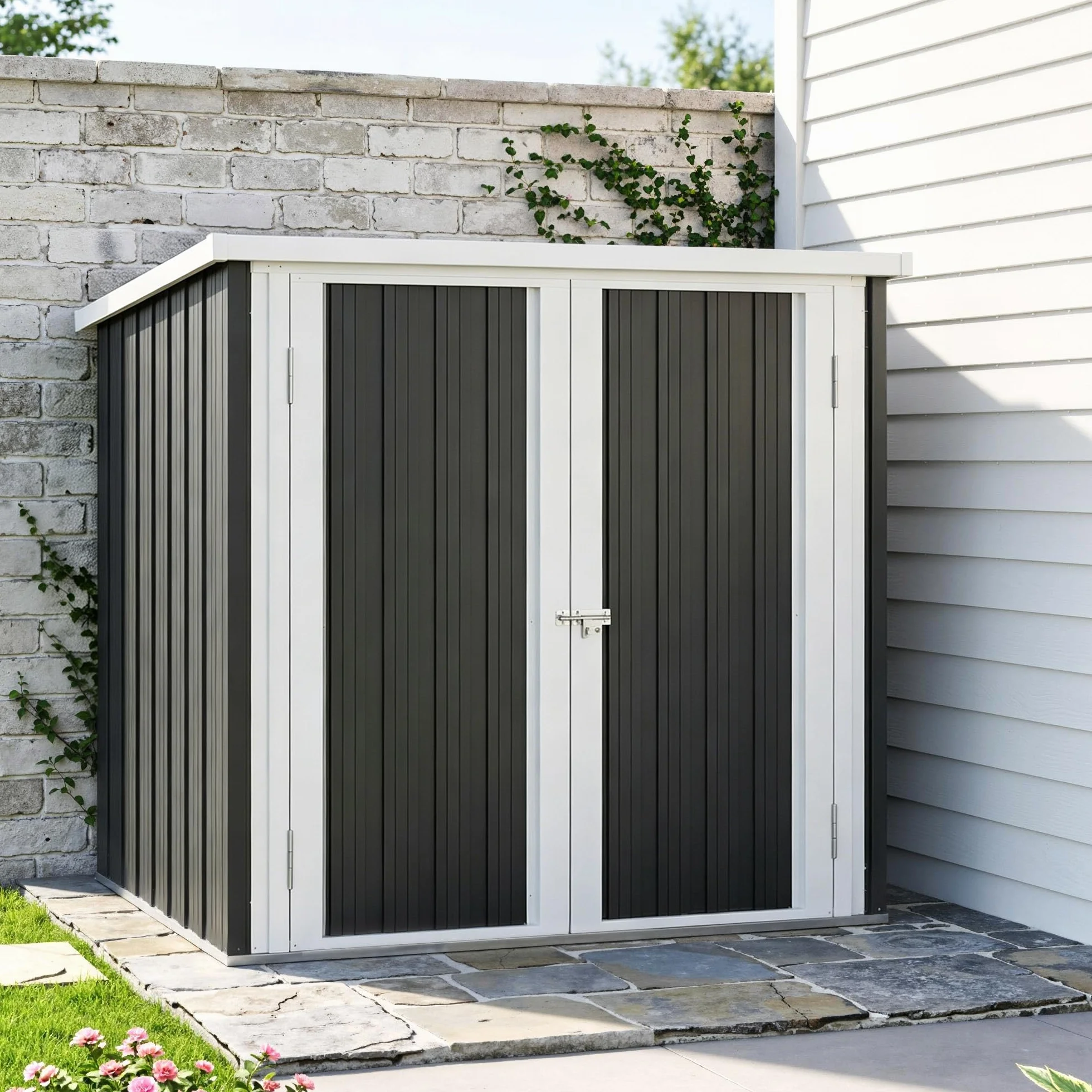 Outsunny Cobertizo de Jardín Metálico 1,26 m² 147x86x134 cm Caseta de Exterior con 2 Puertas y Cerradura