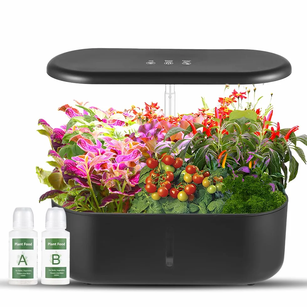 Decdeal Luz de Planta para Plantas de Interior Modo de Frutas/Verduras Pantalla táctil 24W Espectro Completo 104 LED Escritorio Crecer Luz Colorida con Bomba de Agua 2080lm Capacidad