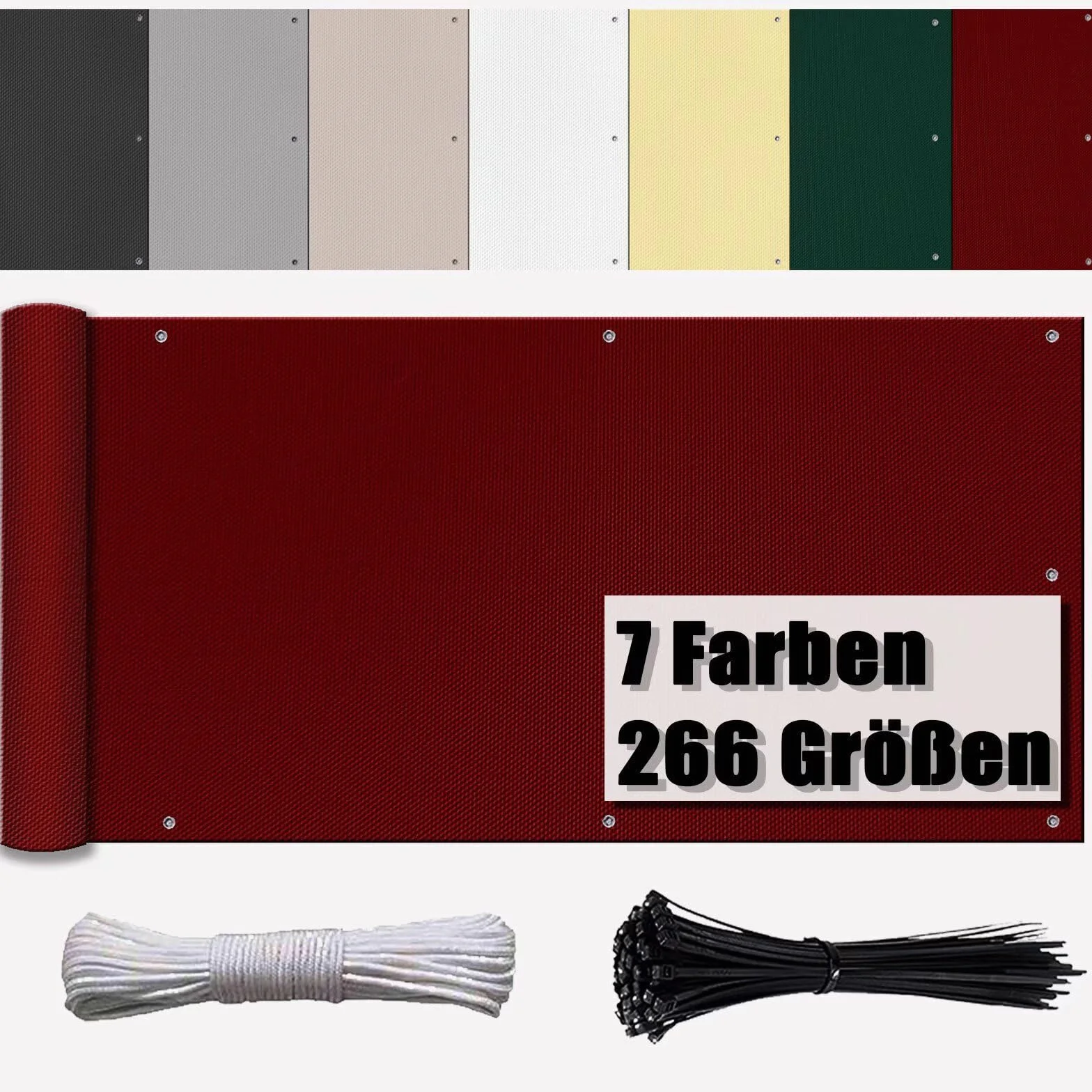 Cubre Balcon Exterior Protección UV PVC 200 g/m² con Ataduras de Cables ocultacion Balcon PVC para Jardín balcón Terraza Patio Porche Vino Rojo 75x900cm