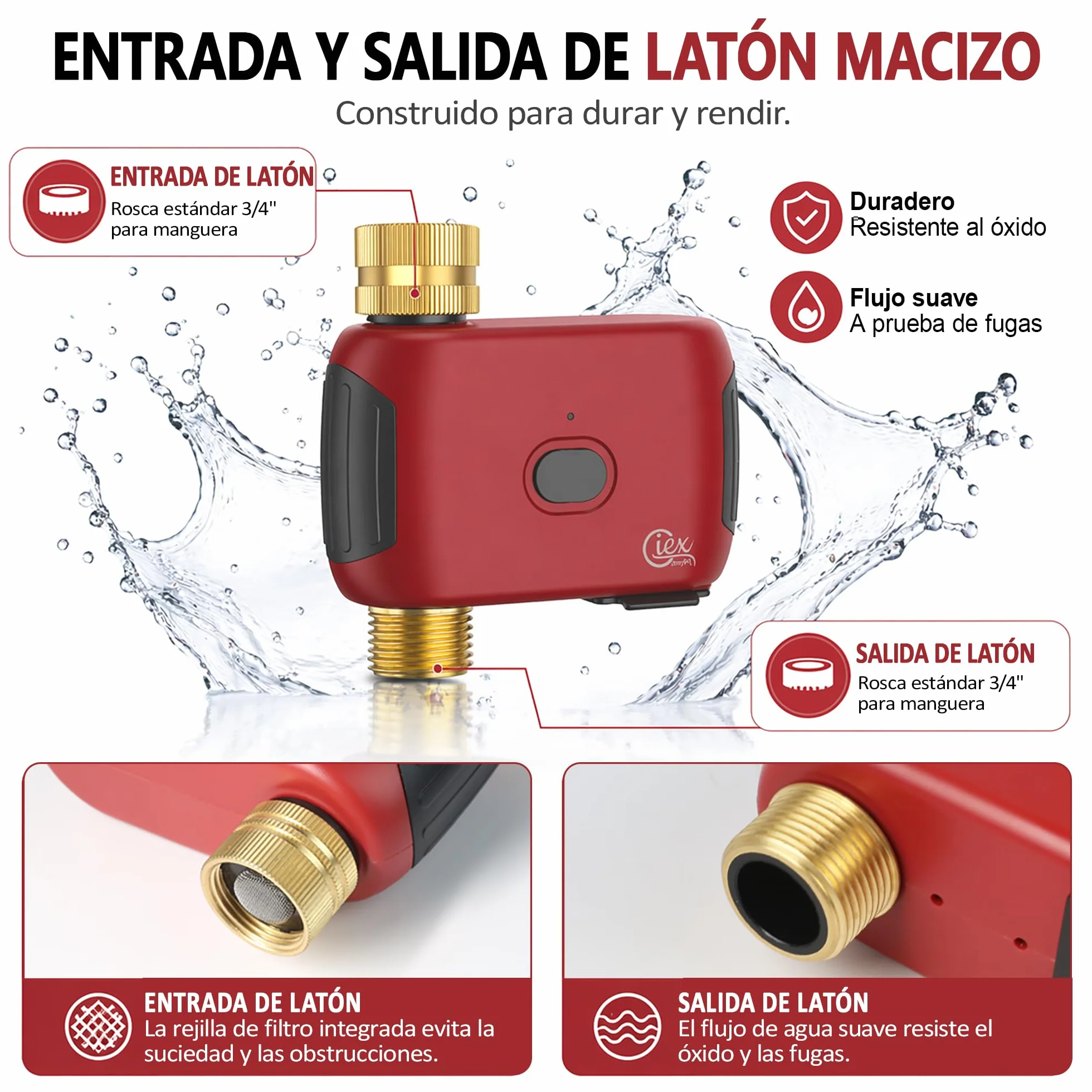 GIEX Temporizador de riego WiFi Programador inteligente para grifo de jardín Alexa Google Assistant