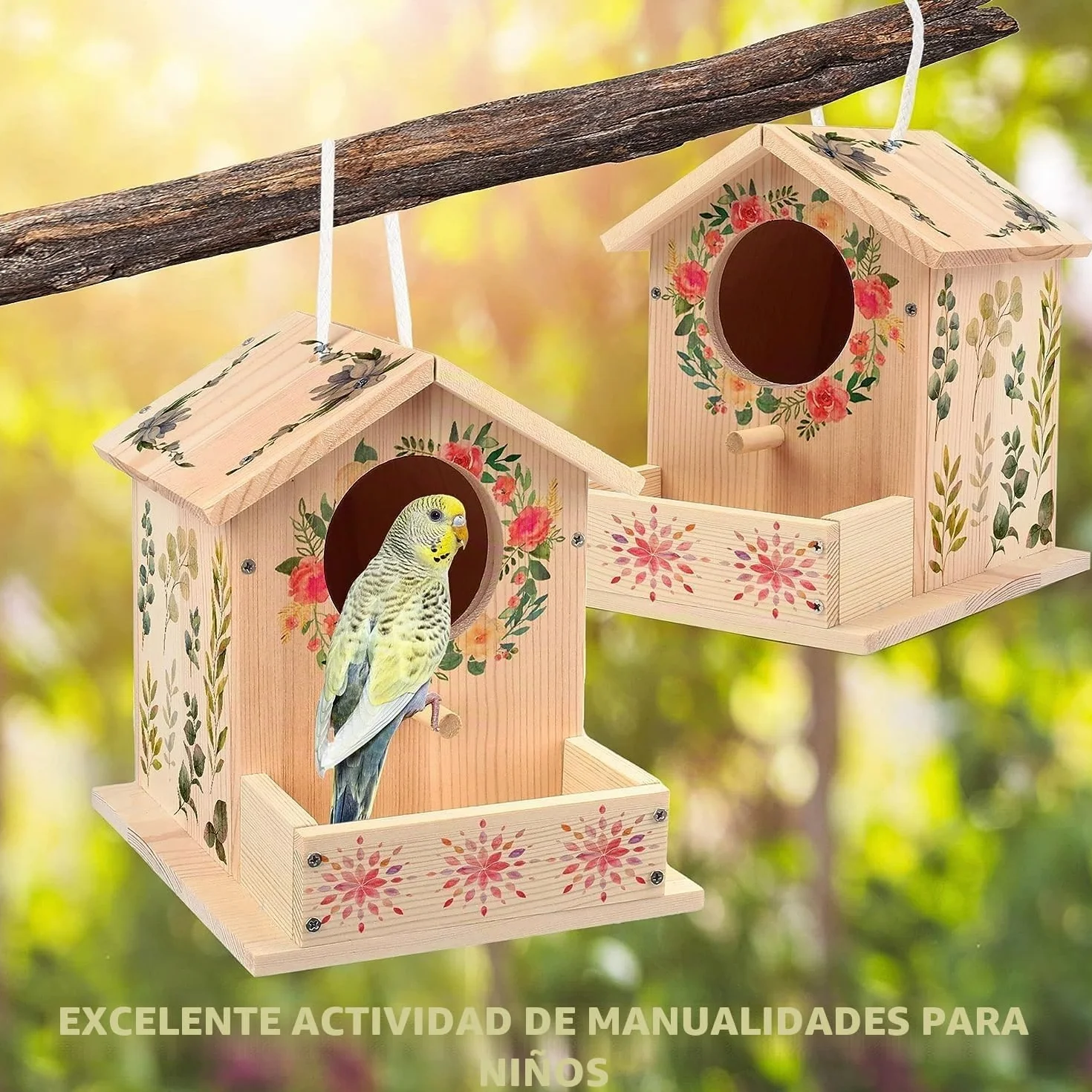 LotFancy Casa Madera Pájaros para Pintar, Casa Pájaros Exterior DIY, Juego Manualidades Madera