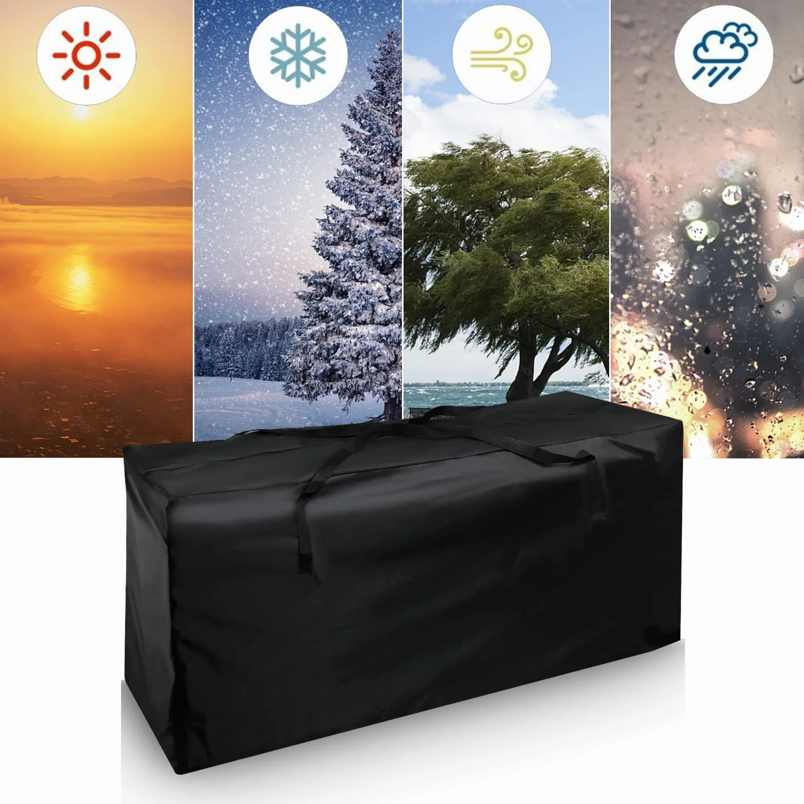 Funda Cojín para Muebles de Exterior Impermeable con Asas 122x40x55cm Negro