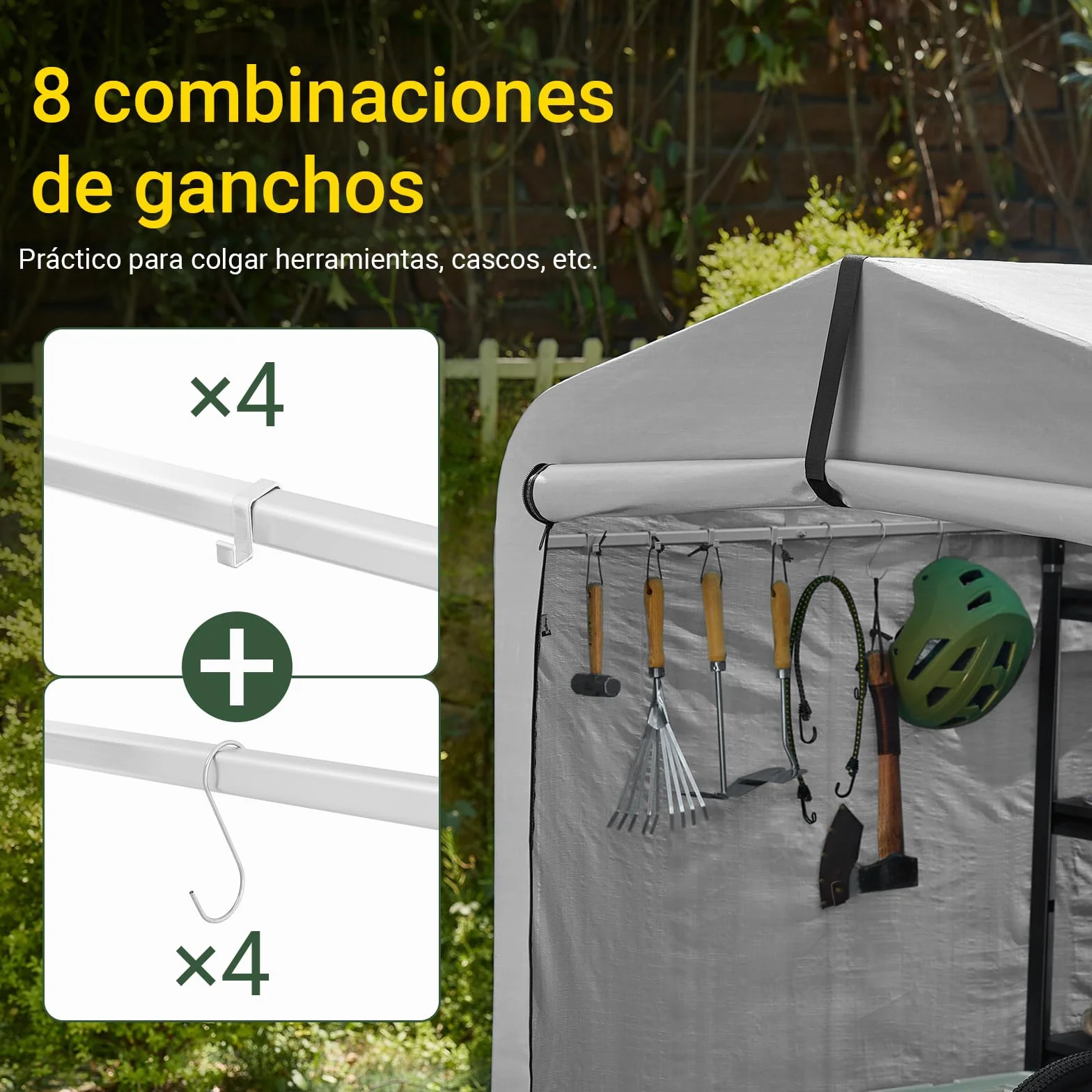 SoBuy Caseta Jardin Exterior con Ganchos Garaje Impermeable 159x219x165 cm KLS11-II-L
