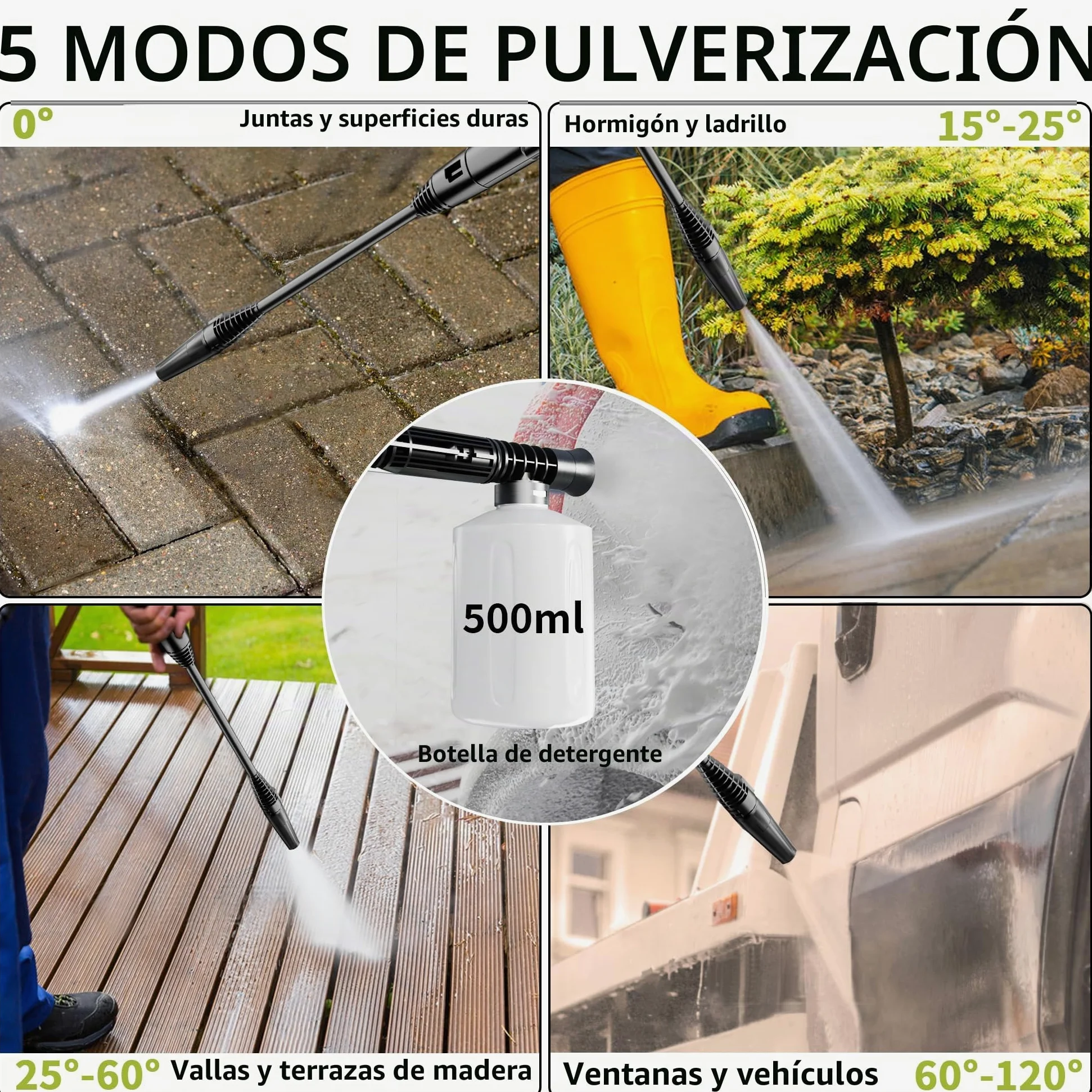 2026New Hidrolimpiadora 200 Bar Pantalla Táctil 8 Niveles, Caudal 280–500 l/h, Boquilla 6-in-1, 90 cm de Altura, 60 m²/h, con Manguera, Lanza y Depósito de Espuma 500 ml, Coche/Jardín/Hogar
