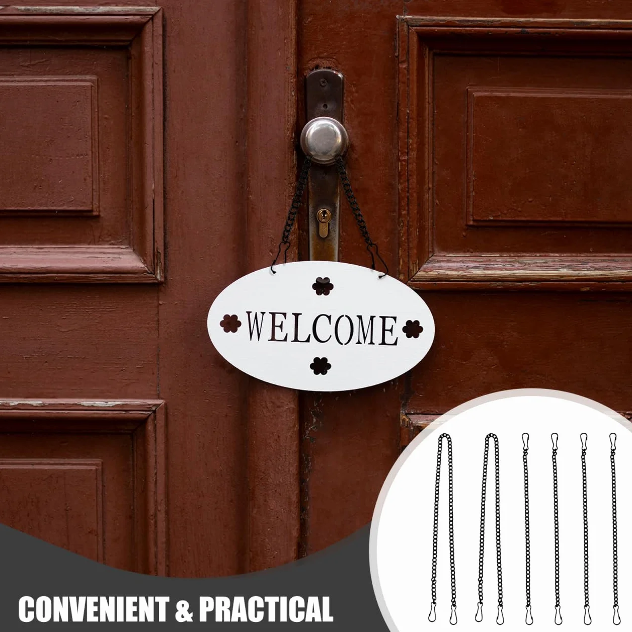 VILLCASE Cadenas de metal colgantes 25 cm 50 cm Ganchos Hierro Negro Decoración Jardín Hogar