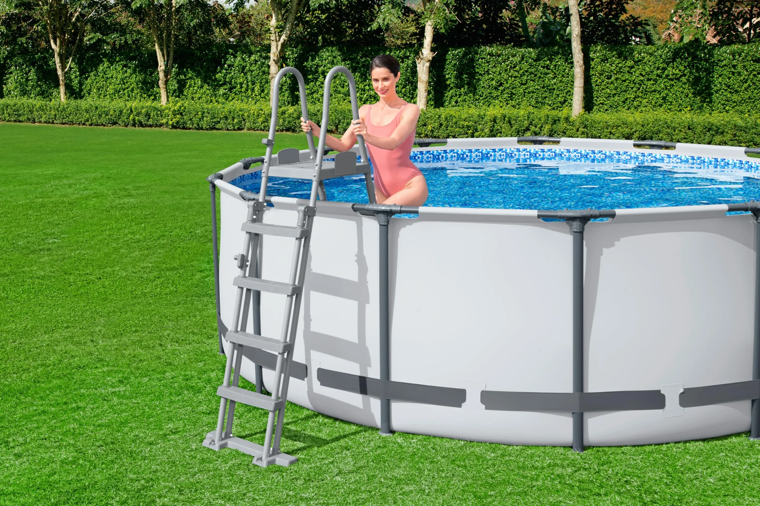Bestway Escalera para Piscina Abatible 1,32 m con Seguro