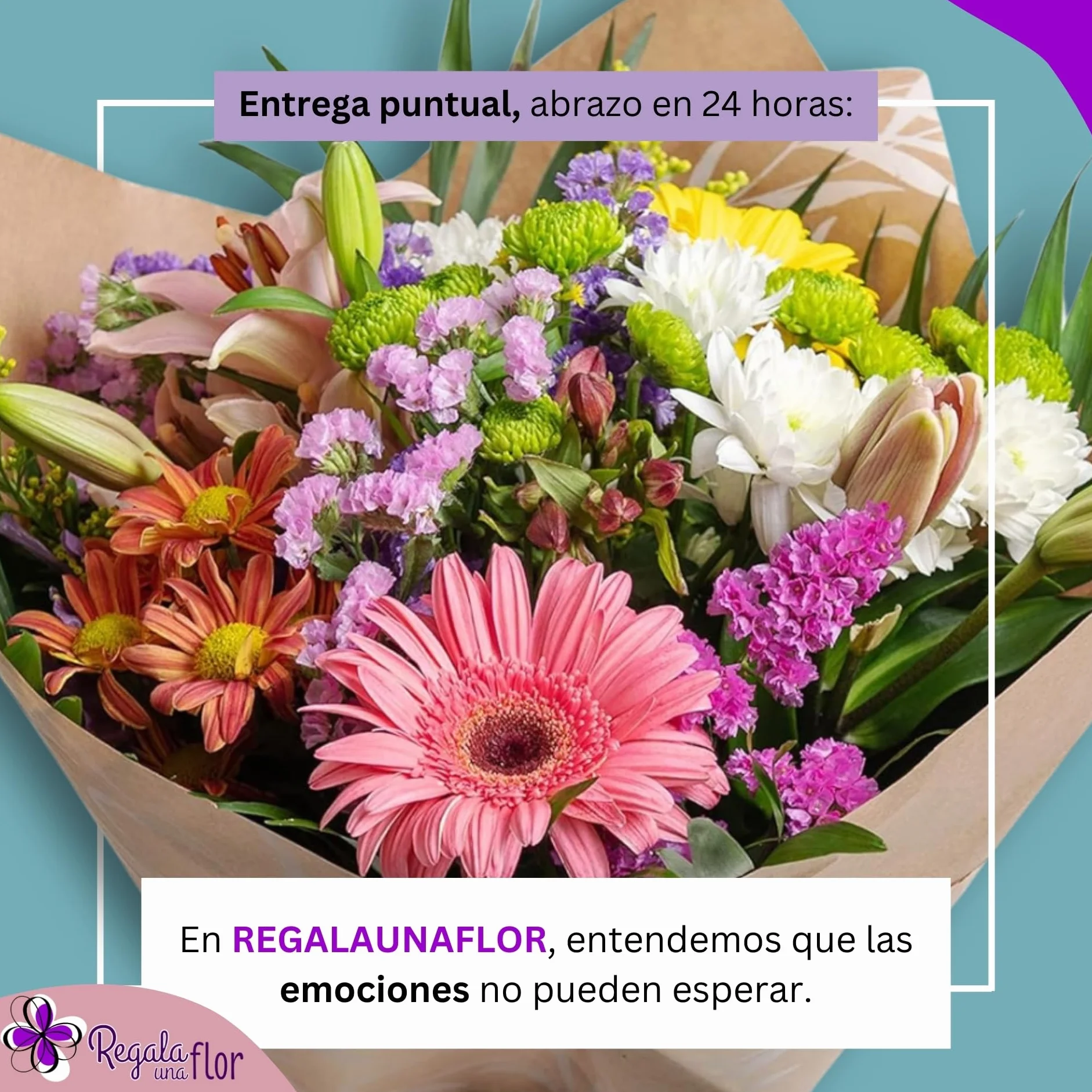 Ramo de flores naturales a domicilio con tarjeta de dedicatoria Primavera