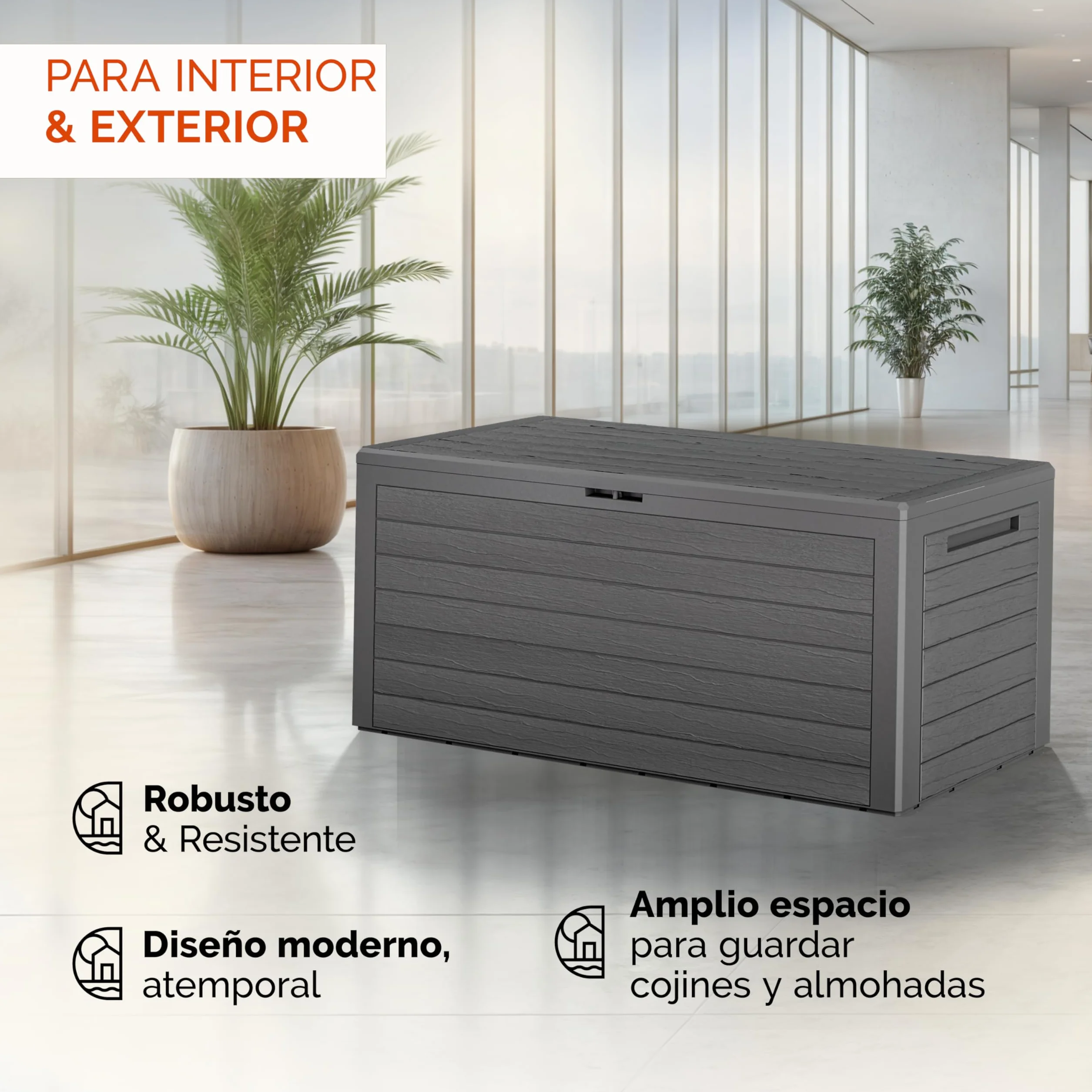 Casaria Baúl de Almacenamiento Exterior 280L 116x43x55cm Gris