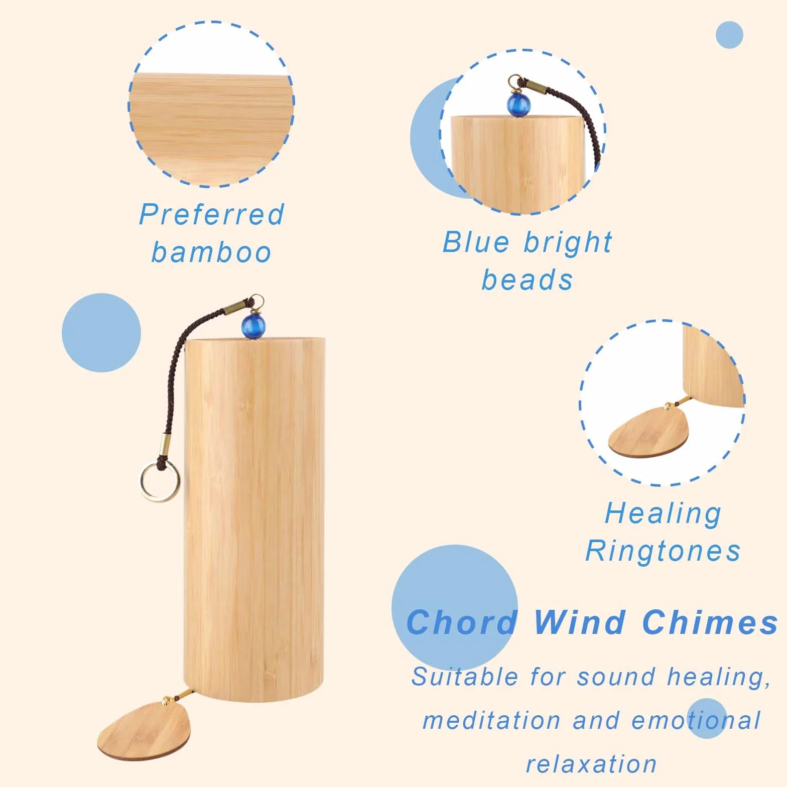 Campanas de Viento de Bambú Japonesas Acorde F de Brisa Primaveral para Yoga Meditación Jardín
