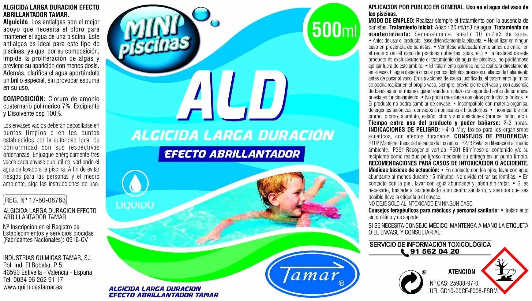 Tamar Kit Basic Mantenimiento Mini Piscinas, Cloro Choque acción rápida + Antialgas