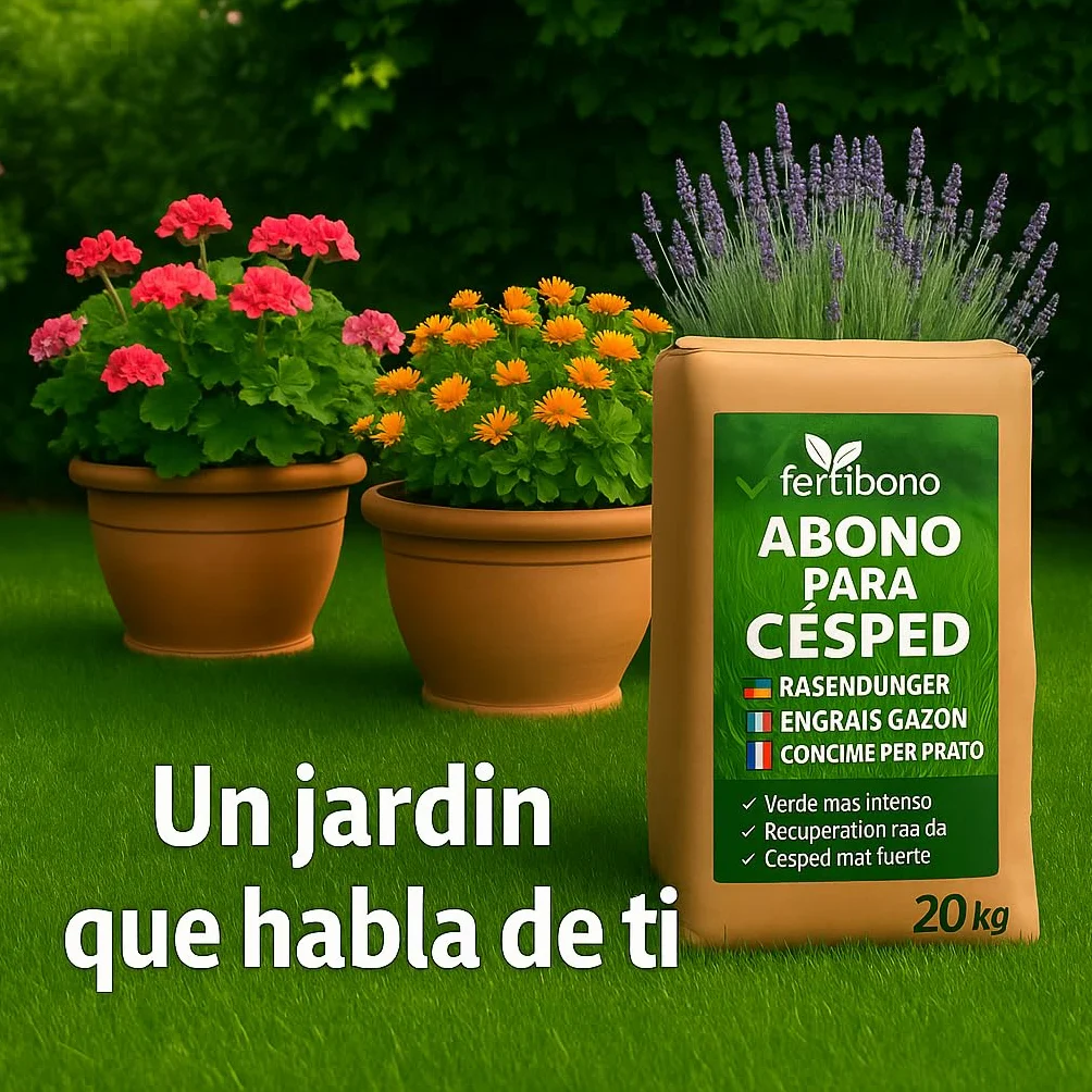 FERTIBONO Abono Cesped 20 kg NPK con Magnesio Hierro Manganeso Azufre Hasta 800 m2