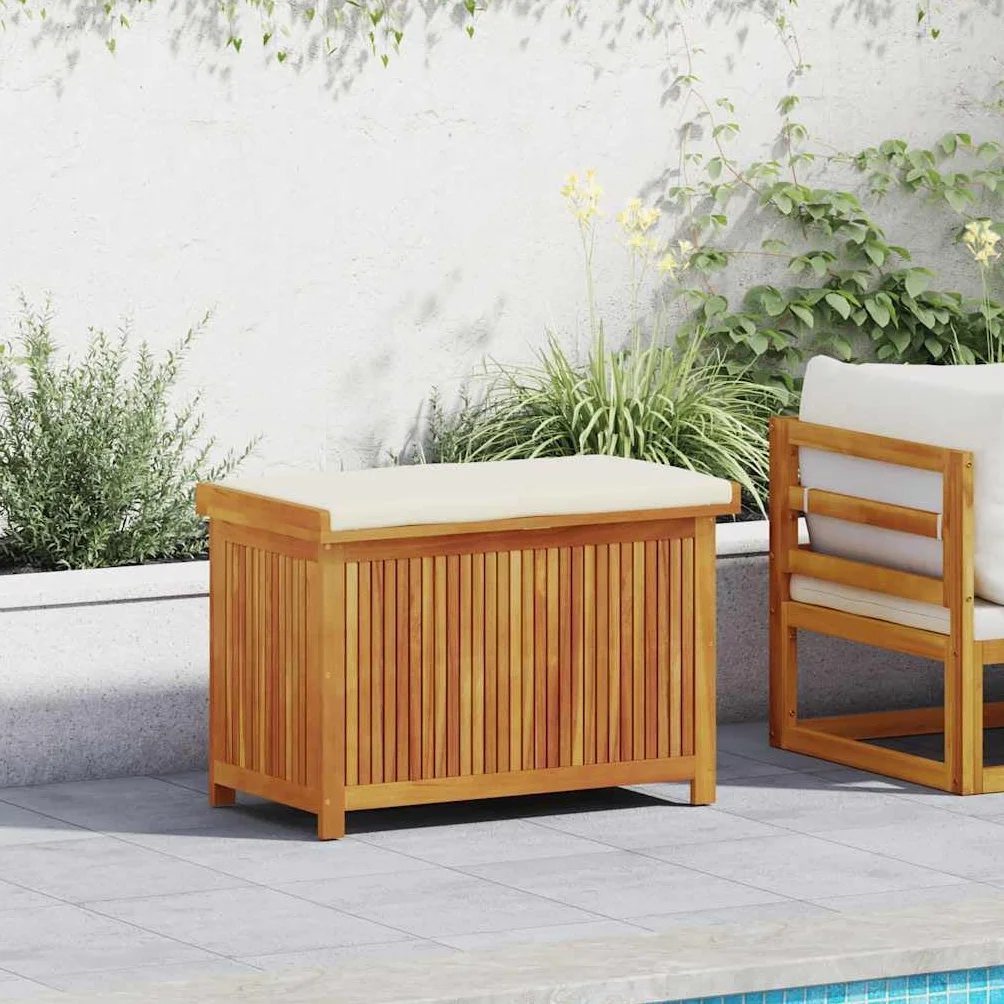 vidaXL Cojines para Exterior 90x50x60,5 cm Madera Maciza Acacia Cofre para Cojines Caja de almacenaje