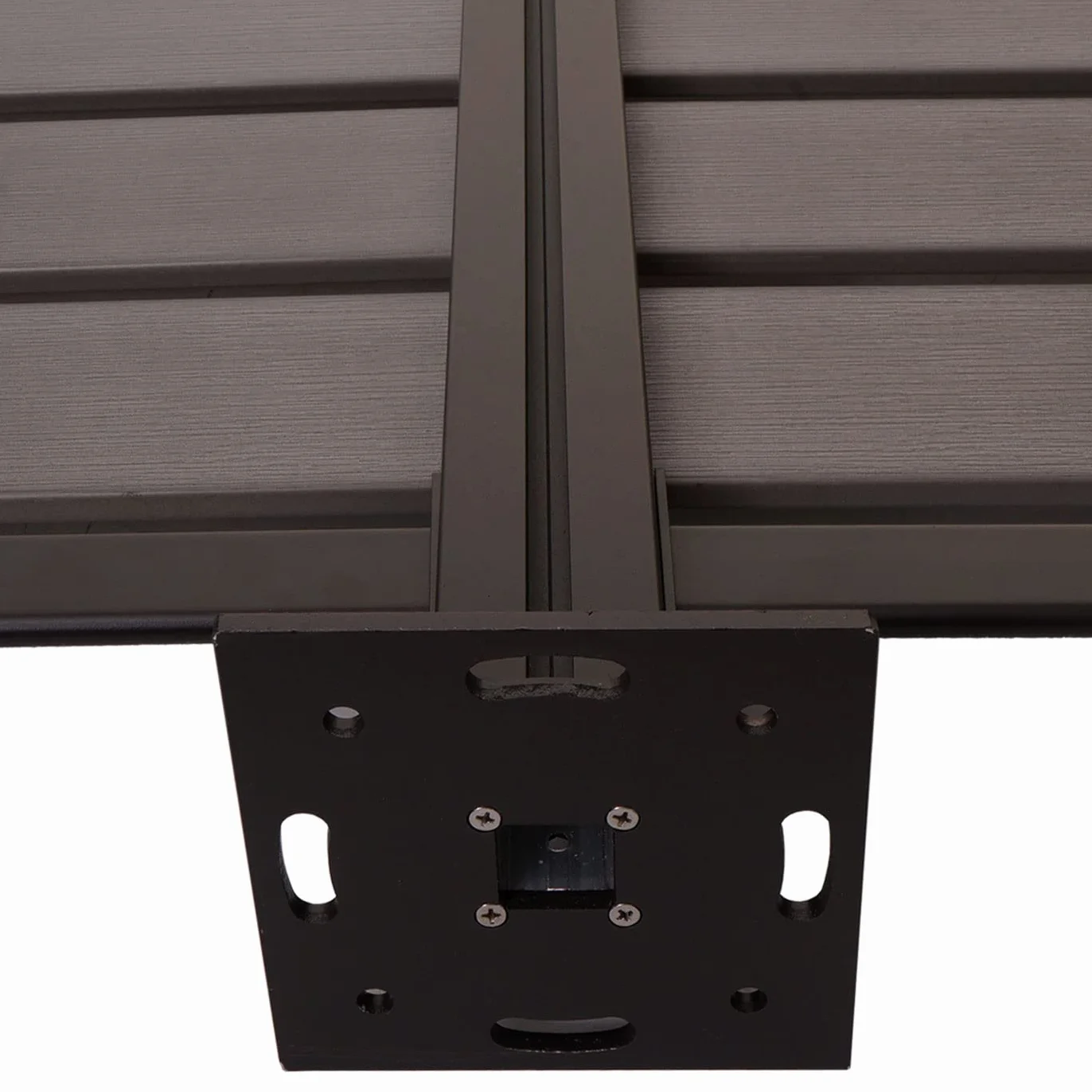 Mendler Valla de cubo de basura aluminio HWC-K57 ampliable Polywood 130x100x6 cm gris