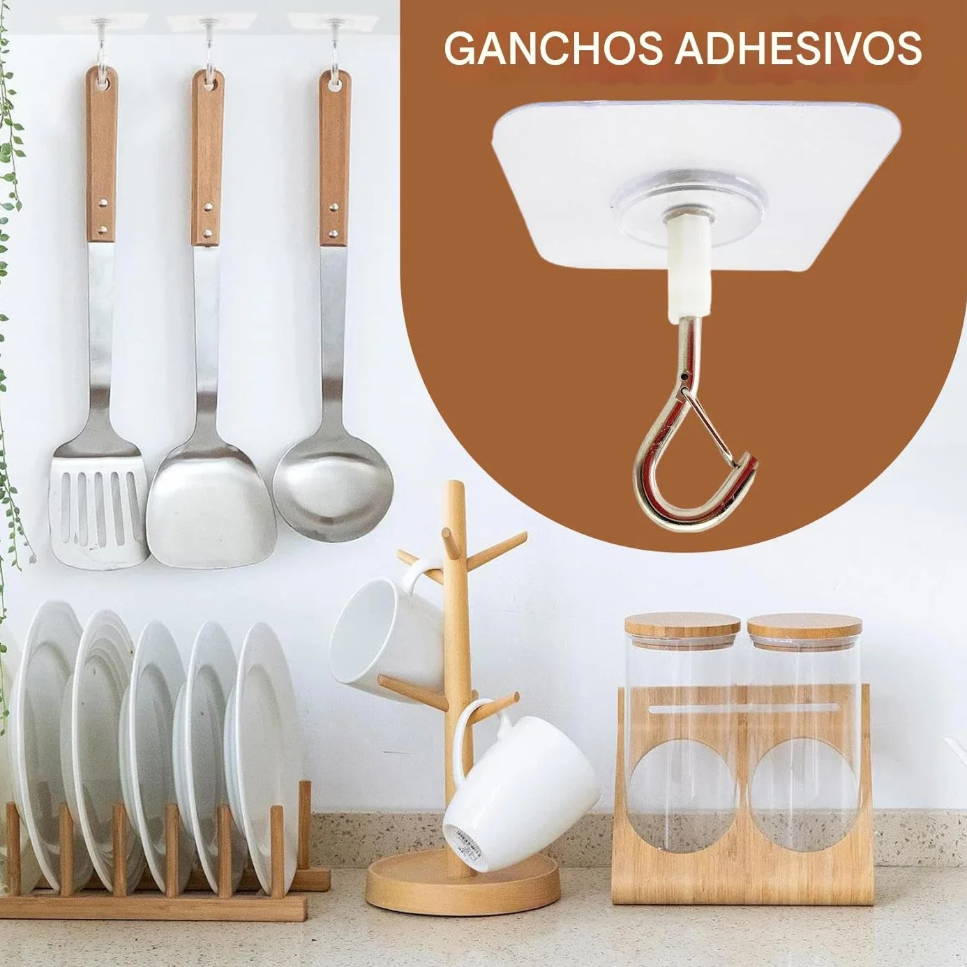Ganchos Para Plantas De Techo Autoadhesivos Con Hebilla De Seguridad Colgador Resistente Uso Intensivo Hogar