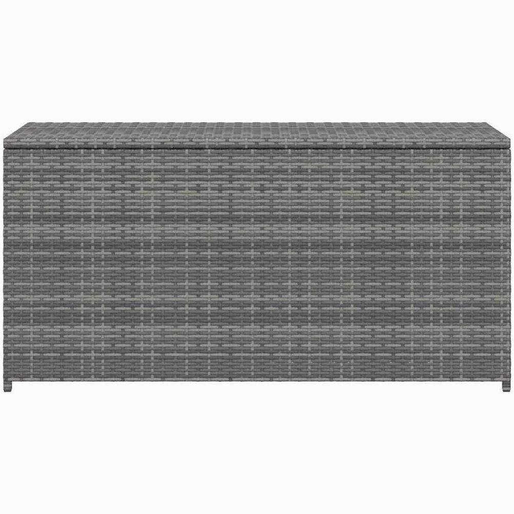 Caja para cojines de jardín gris 120 x 50 x 60 cm, de polirratán con bolsillo interior para cojines, cojines, mantas, cojines de asiento, juguetes y libros, resistente a la intemperie,