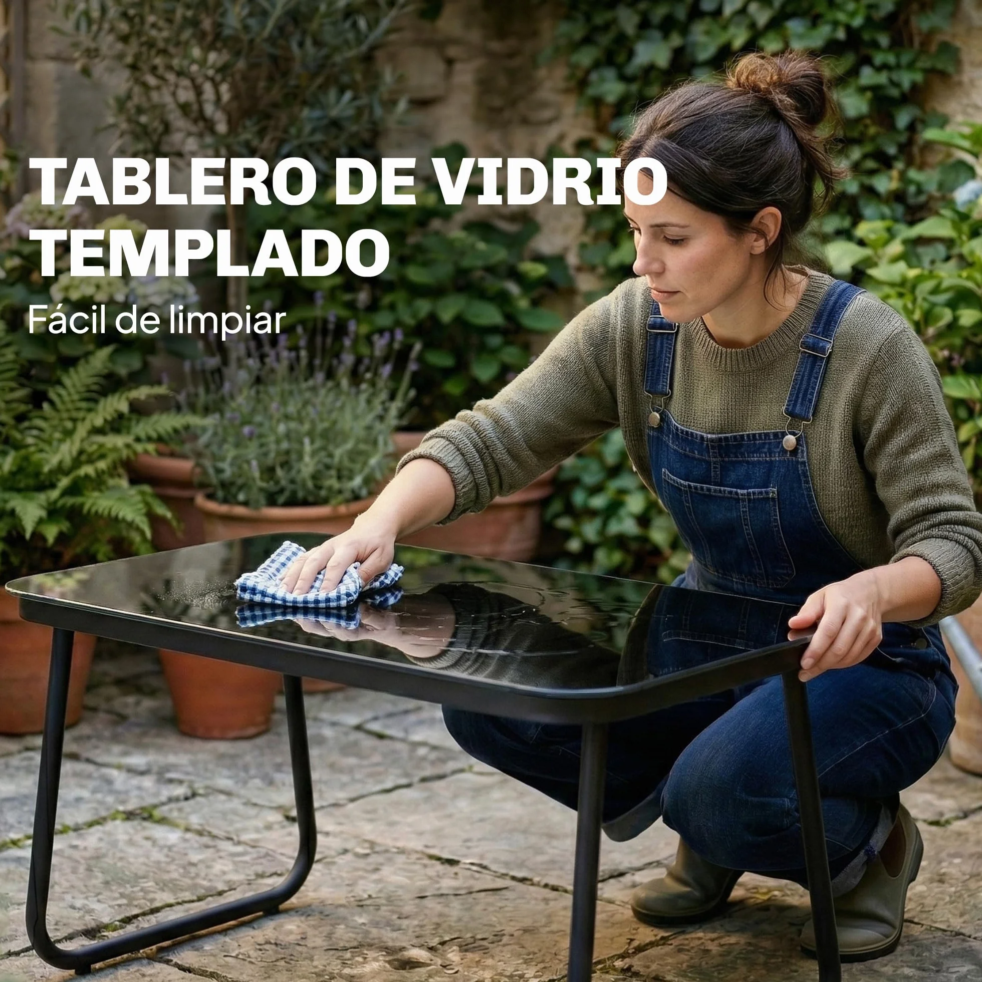 Outsunny Conjunto Jardín Exterior 4 Piezas Sofá 2 Plazas Sillones Mesa Vidrio Templado Textilene Acero Gris Oscuro