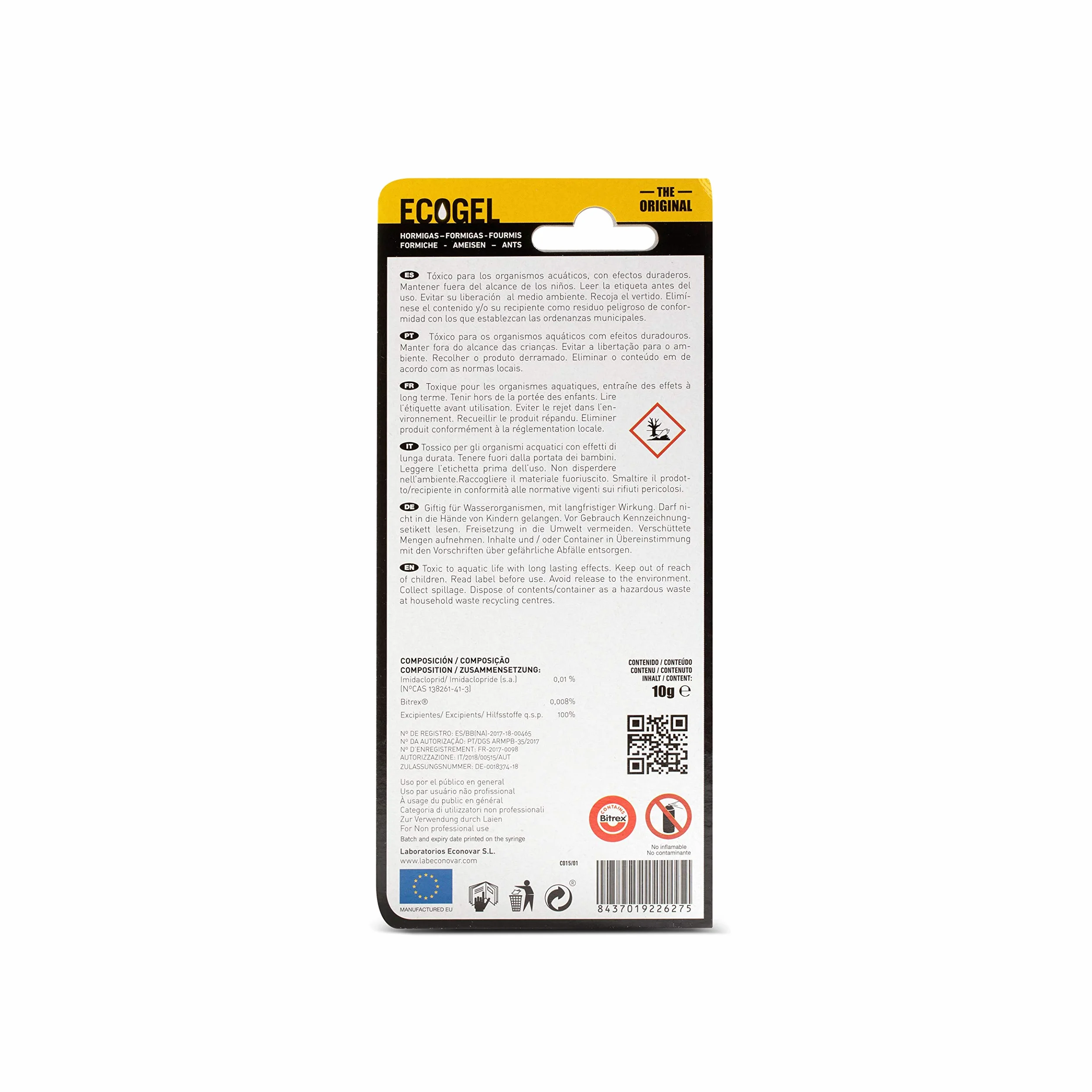 Hormigas Eficacia Profesional Jeringa 10gr Ecopack 1 unidad Caja de cartón