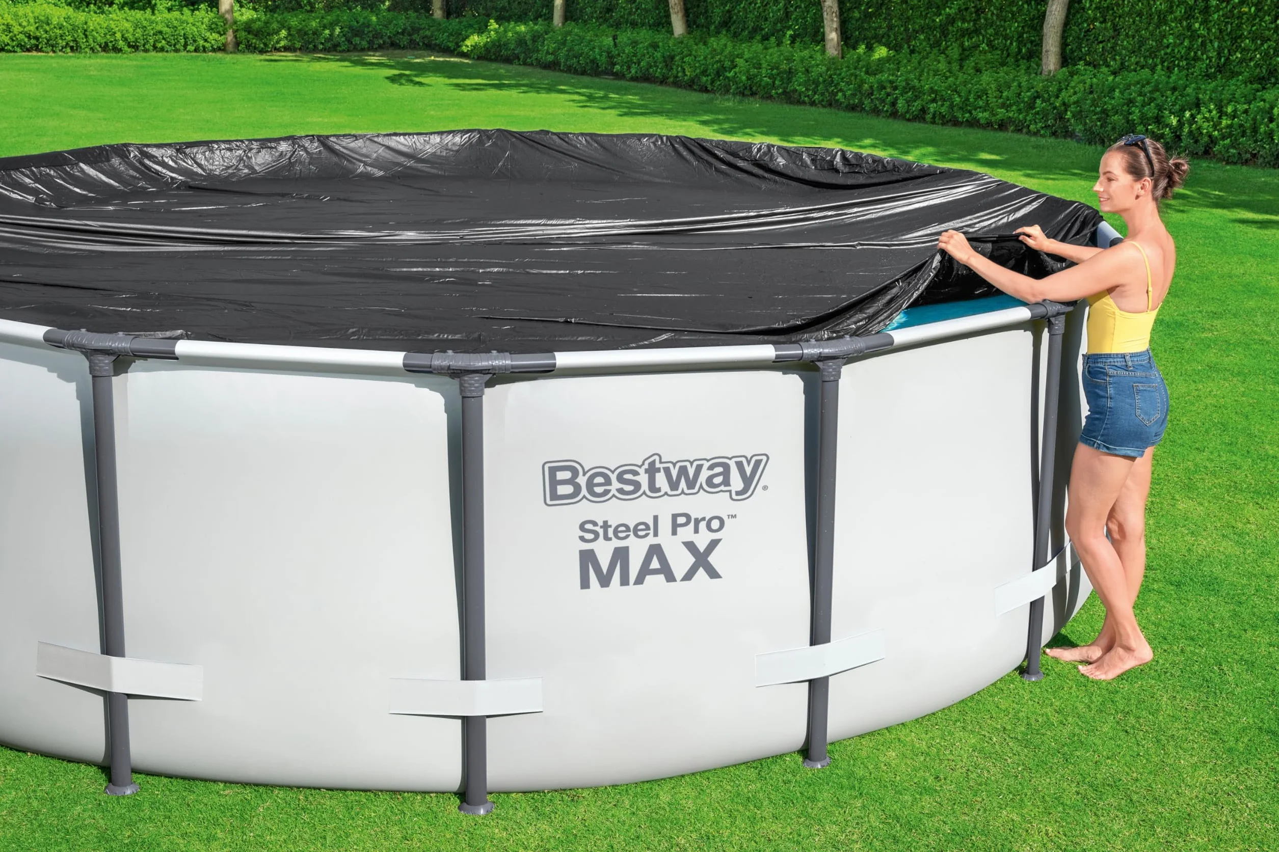 BETSWAY Cobertor de Invierno Redondo PVC para Piscinas Ø305 cm Negro