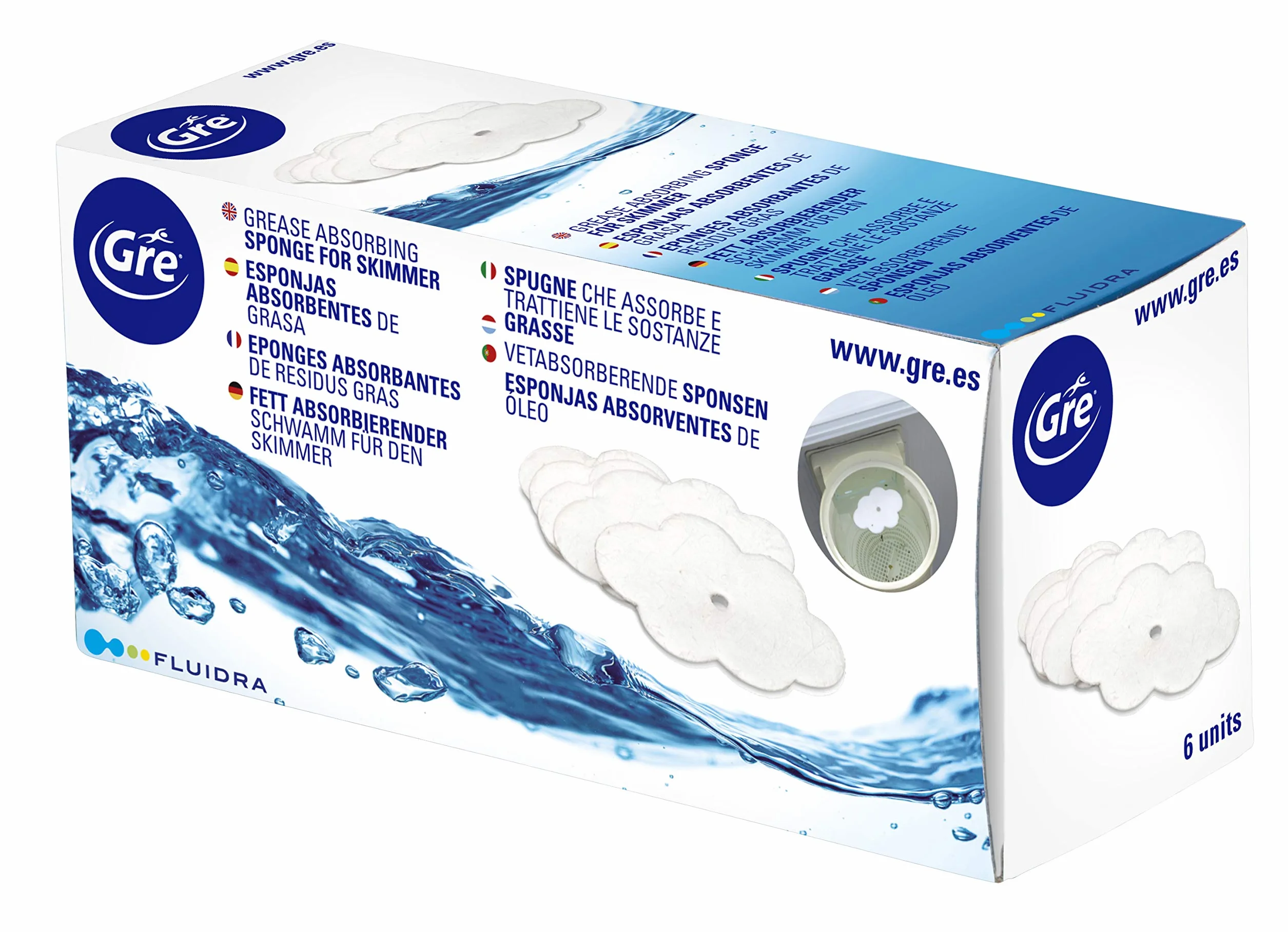 Gre WFL6 Esponjas Absorbentes de Grasa para Piscina, 6 Unidades