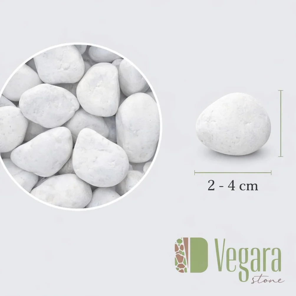 Vegara Stone Piedra Jardín Decoración Canto Rodado Blanco Puro 2-4 cm 25 kg