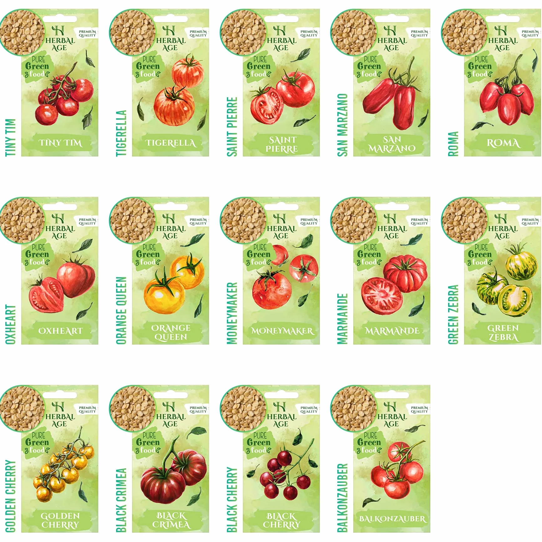 Kit De Semillas De Tomate – 14 Variedades Selectas De Tomates Gigantes, 480 Unidades