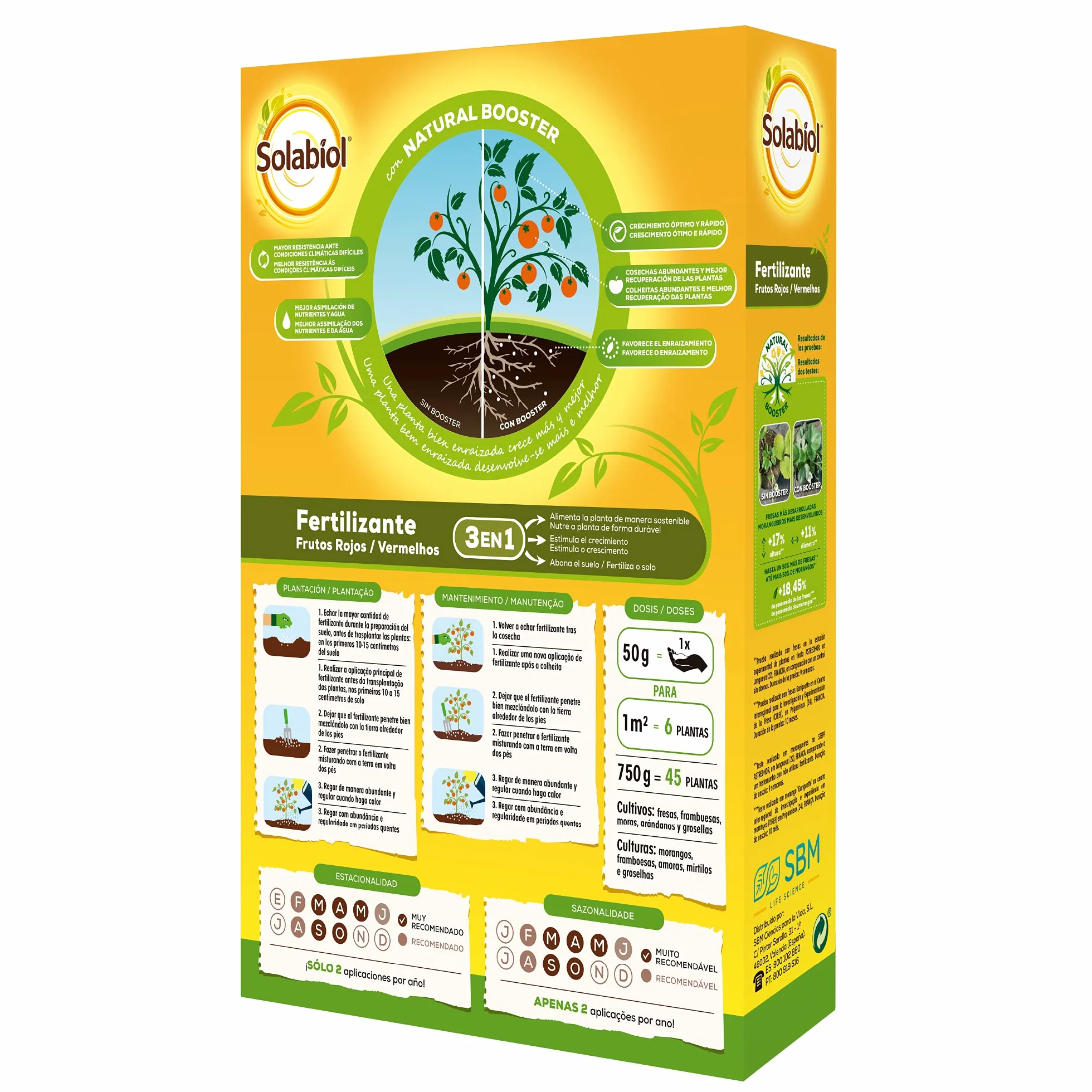 Solabiol Fertilizante para frutos rojos 100% orgánico con estimulador radicular