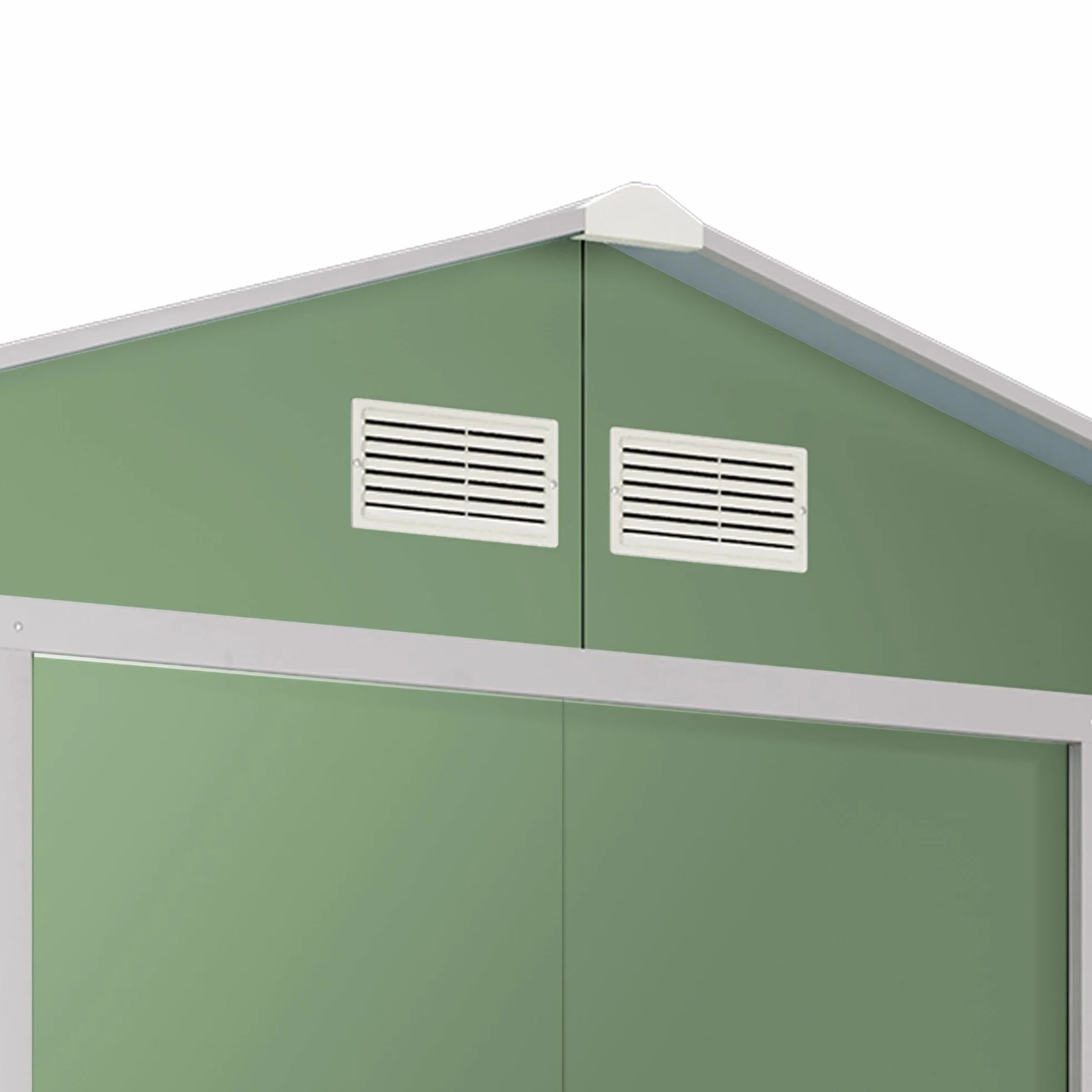 Wasabi Caseta Jardín Exterior 5,27 m2 Light Green Doble Puerta Corredera Cobertizo Metálico Almacenaje