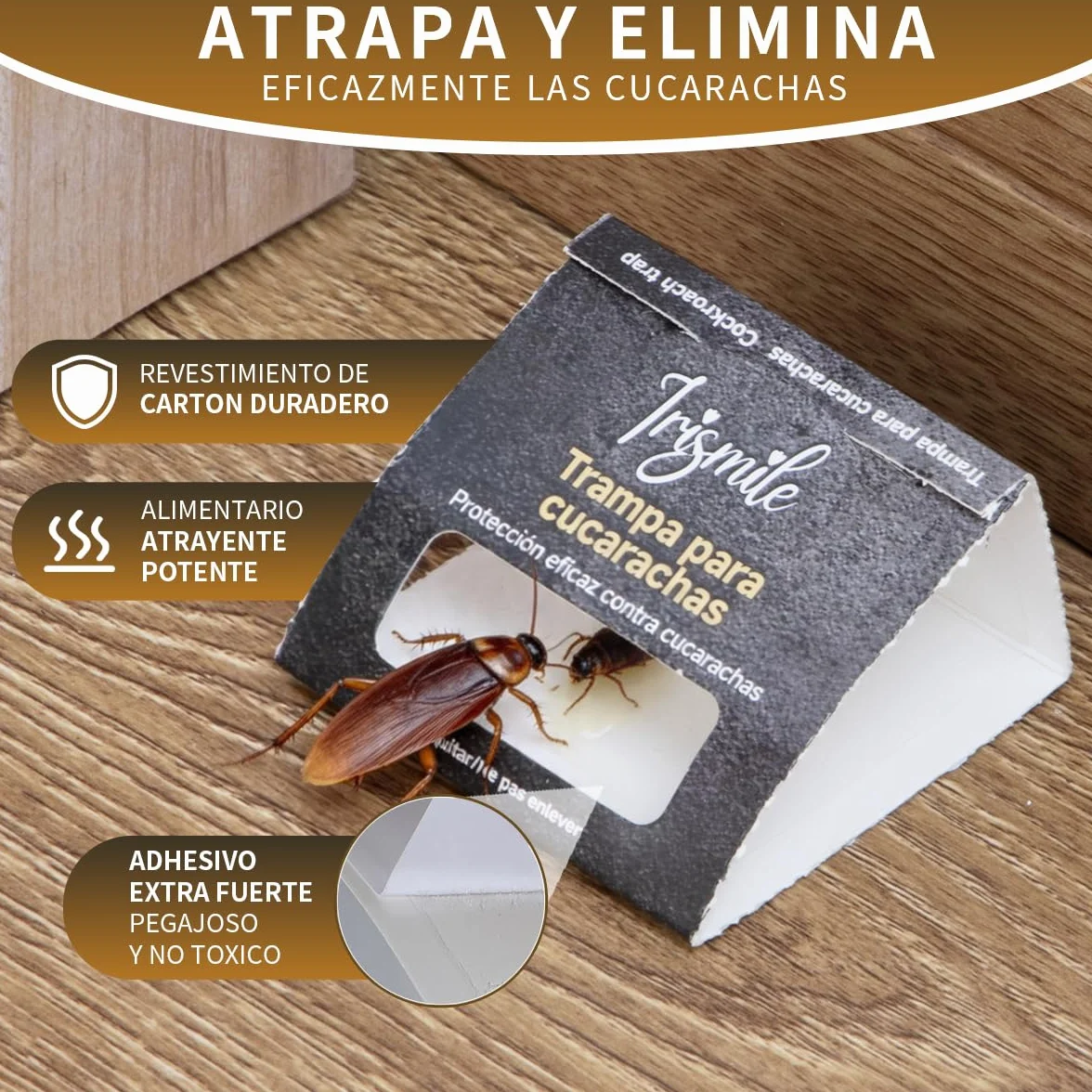 Trampas para Cucarachas 30 Piezas - Adhesivo Extra Fuerte con Atrayente Sin Químicos - Seguro para Niños y Mascotas