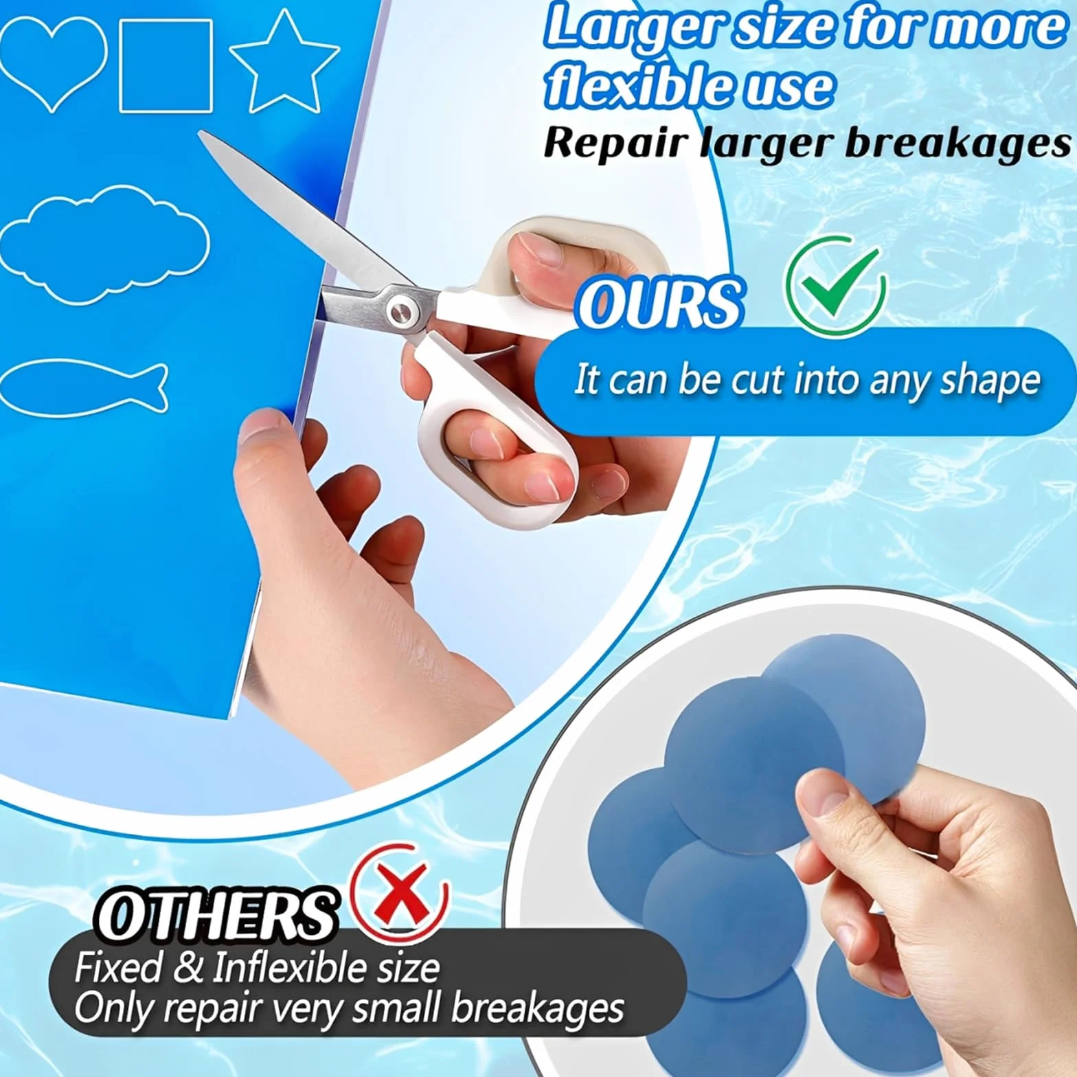 Parches Piscina Autoadhesivos Reparación Impermeables 4FT x 2.8FT PVC Pool Liner Repair Patch