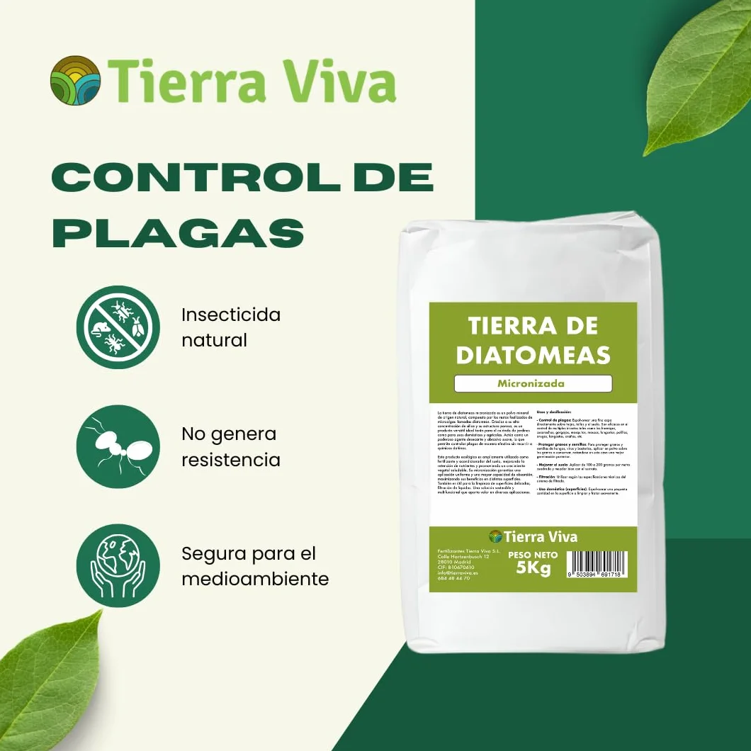 Tierra de Diatomeas Micronizada 5KG 100% Ecológico Sin Aditivos