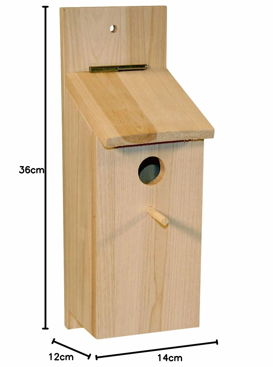 Kerbl Kit de bricolaje para caja nido, casa para pájaros, 36x12x14 cm, madera natural, orificio 32 mm, tapa con bisagra