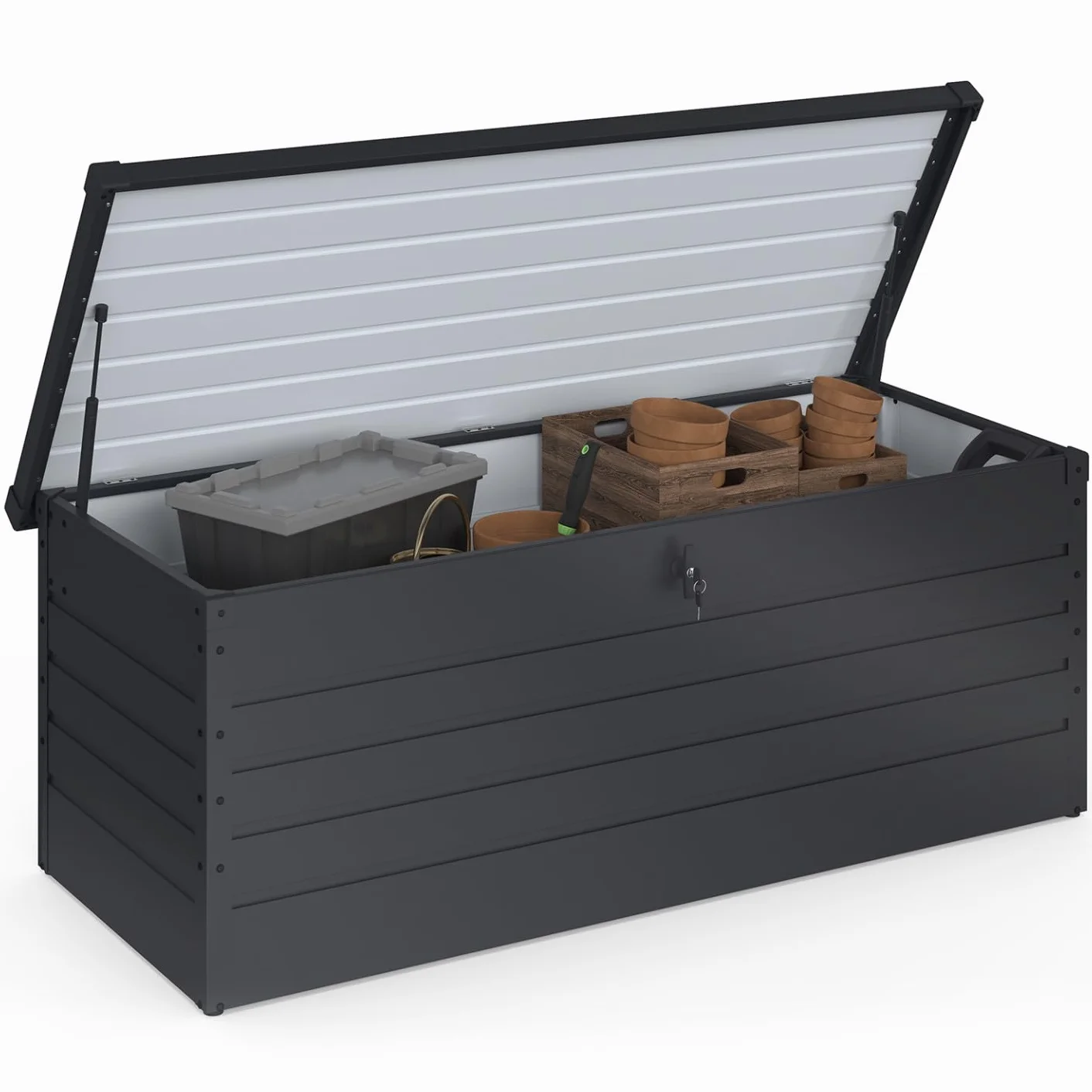 Caja de almacenamiento metal con cerradura 600 L 165x70x63 cm gris antracita