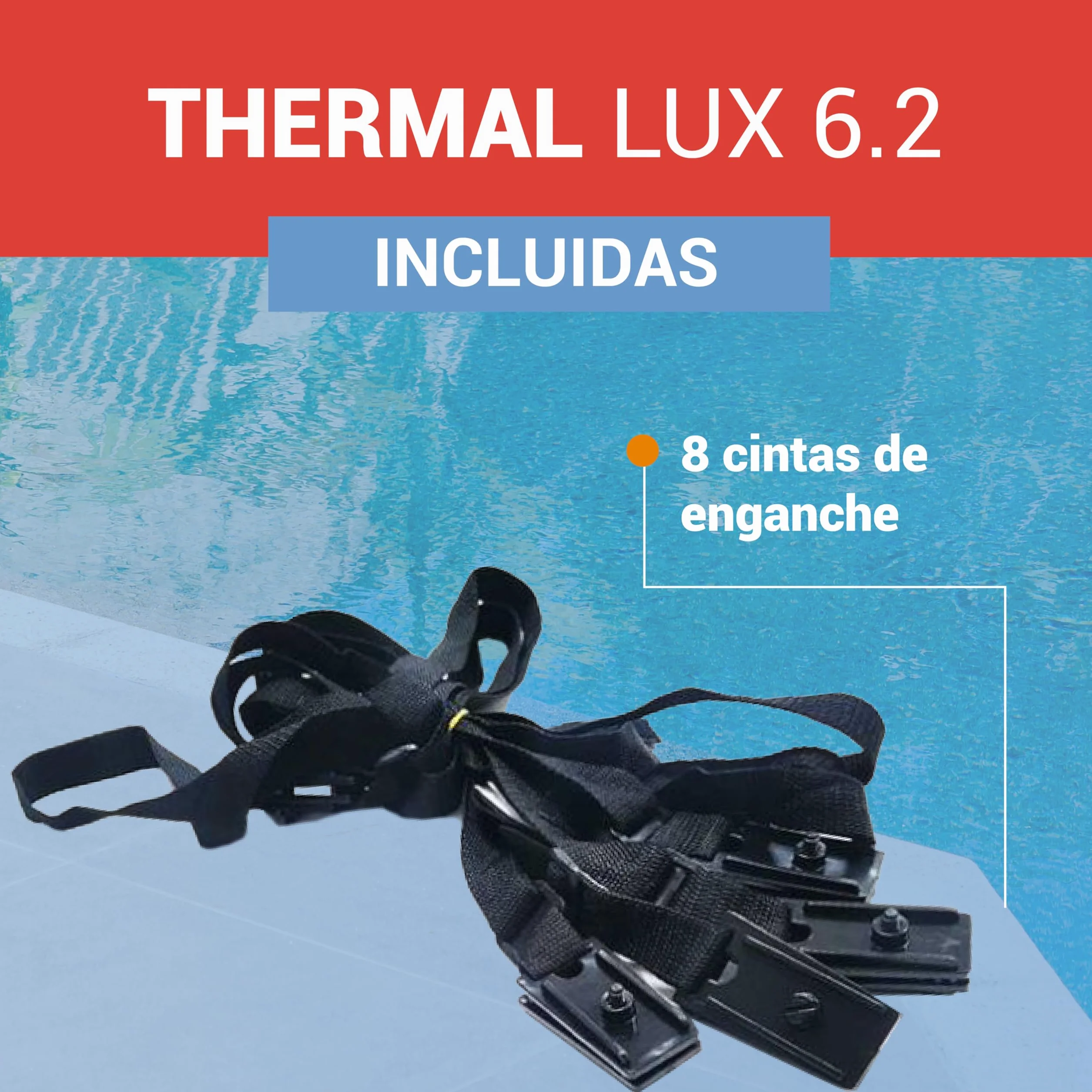 Piscihogar Enrollador Manta Piscina Thermal Lux 6.2 hasta 1000 micras Tubos centrales Extensibles 6,2 m