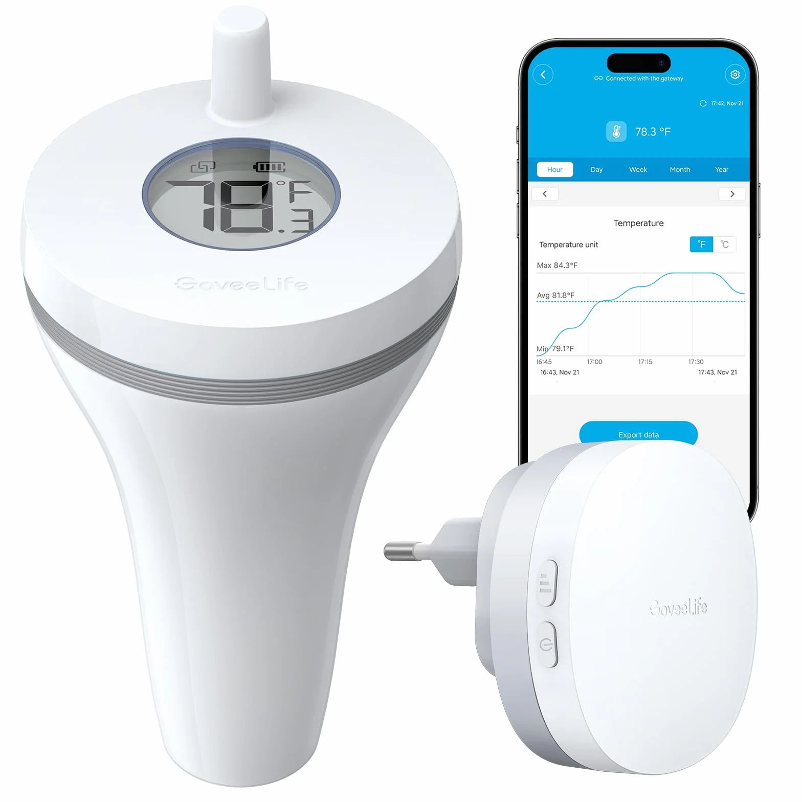 GoveeLife Termómetro de piscina WiFi digital flotante, alarma IPX7 para bañera acuario jacuzzi spa