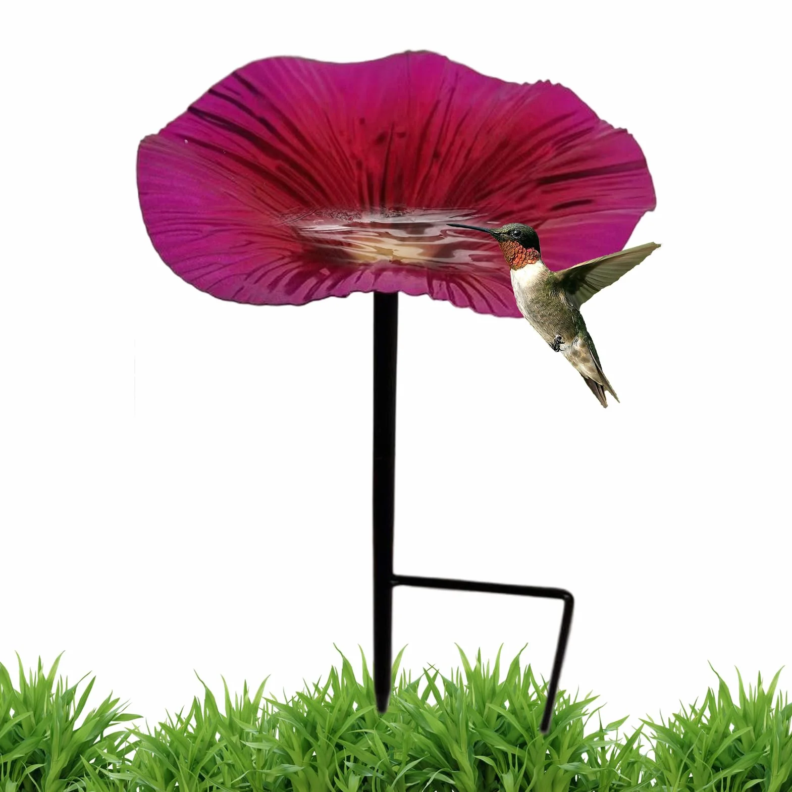 Soporte para Pájaros de Agua con Poste para Exterior Decoración Jardín Forma Flor