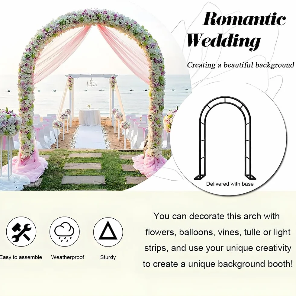 Arco De Rosas Y Plantas Trepadoras De Jardín, Decoracion Patio Arch De Metal, Tutor Enrejado para Al Aire Libre, Soporte De Flores para Boda, Fiesta, Ceremonia Exteriores(Black,W120 x H220cm)