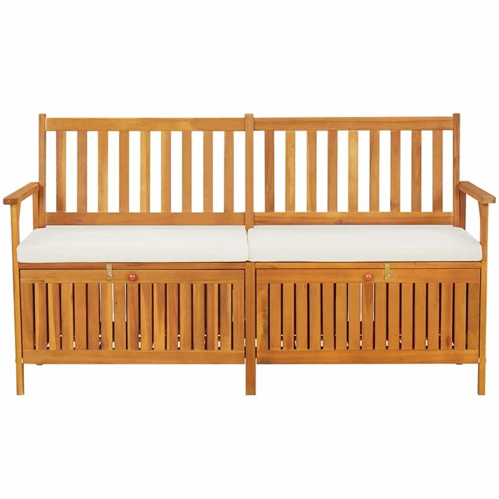 vidaXL Banco de Almacenaje con Cojín Otomana Baúl Madera Maciza Acacia 148 cm