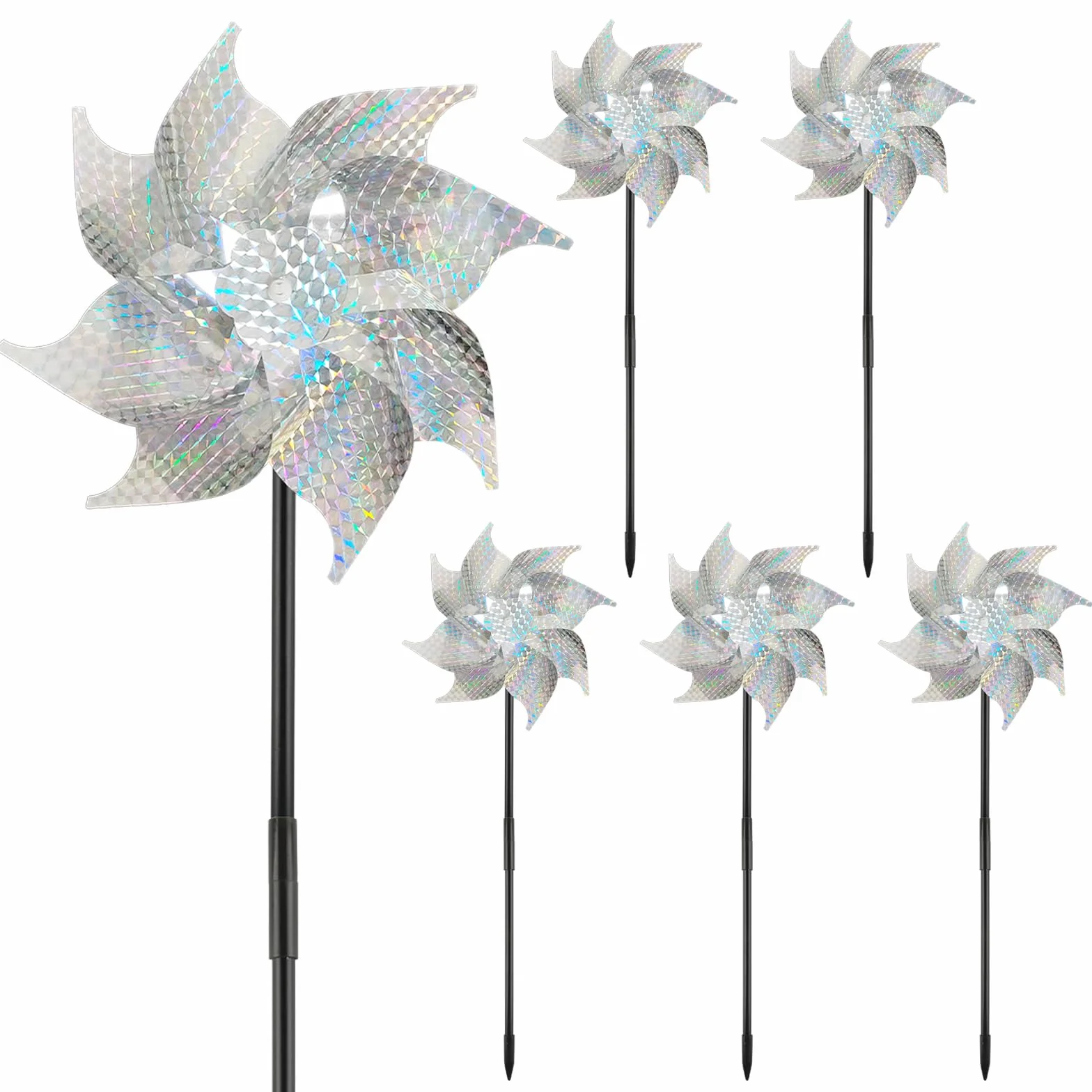 Repelente de Aves Molino de Viento 6 Piezas, Espantapájaros para Jardín
