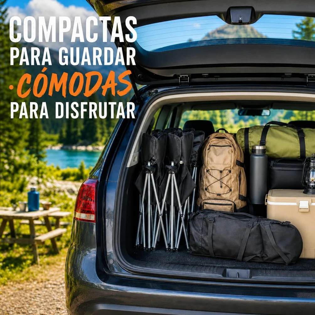Silla Plegable Camping de Acero y Tejido Oxford Negro Azabache