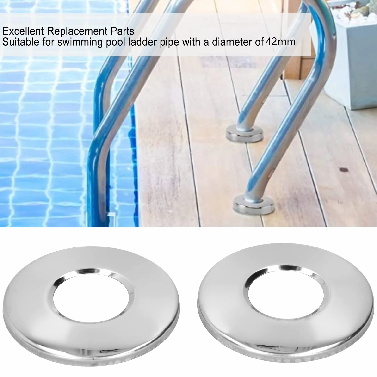 Naroote Placa de Cubierta de Escalera de Piscina, Acero Inoxidable, Pulido Espejo, 4,2 cm, 2 uds.