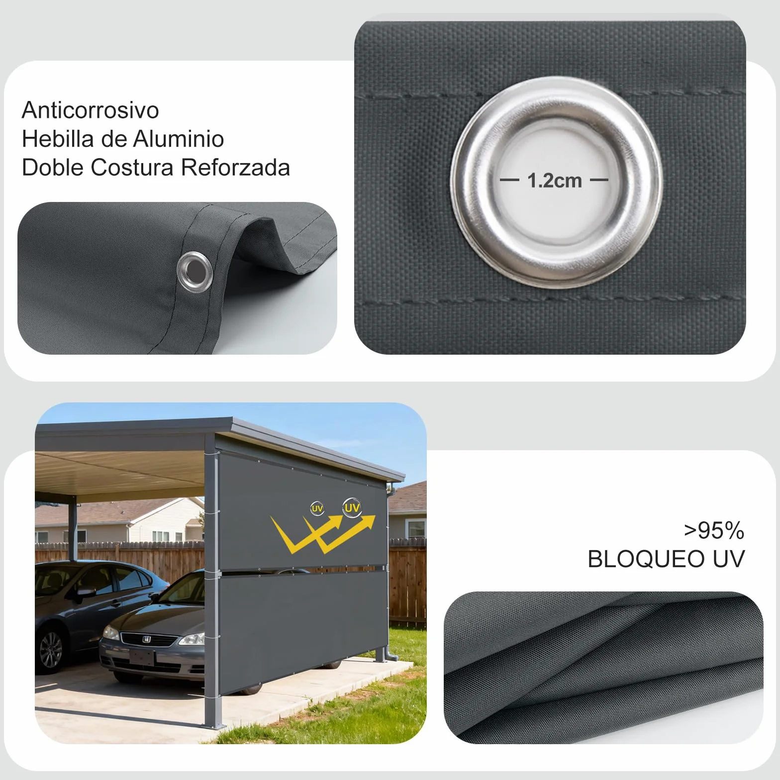 LOVE STORY Pantalla Privacidad Balcón Impermeable 90x300cm Antracita Protección UV Resistente Viento