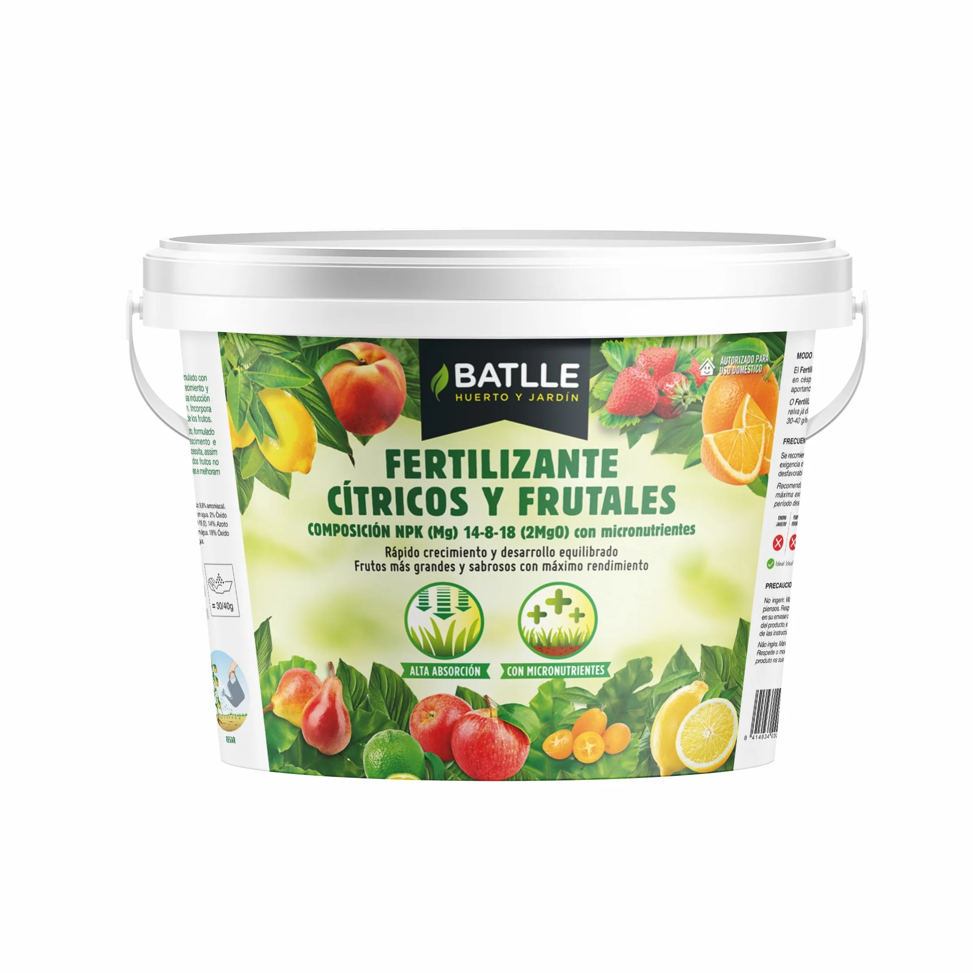 BATLLE Fertilizante Cítricos y Frutales Granulado 5 kg NPK 14-8-18 con Micronutrientes